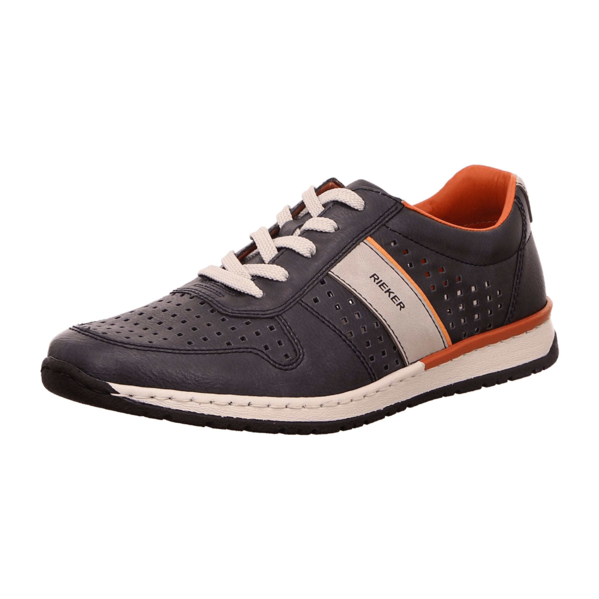 Rieker Men's Blue Lace-Up Shoes B5135-15 Synthetic Leather Casual Sneakers