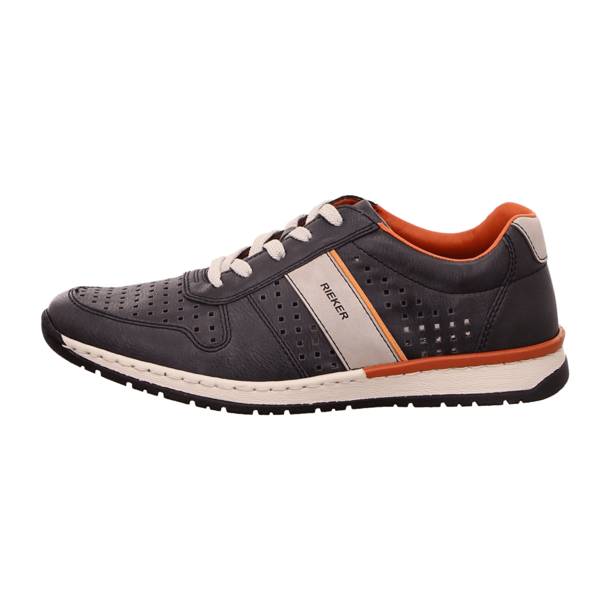 Rieker Men's Blue Lace-Up Shoes B5135-15 Synthetic Leather Casual Sneakers