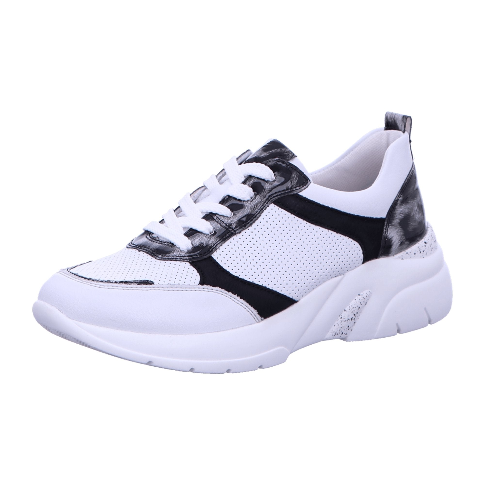 Remonte White Athletic Lace-Up Shoes for Women Leather Textile Synthetic