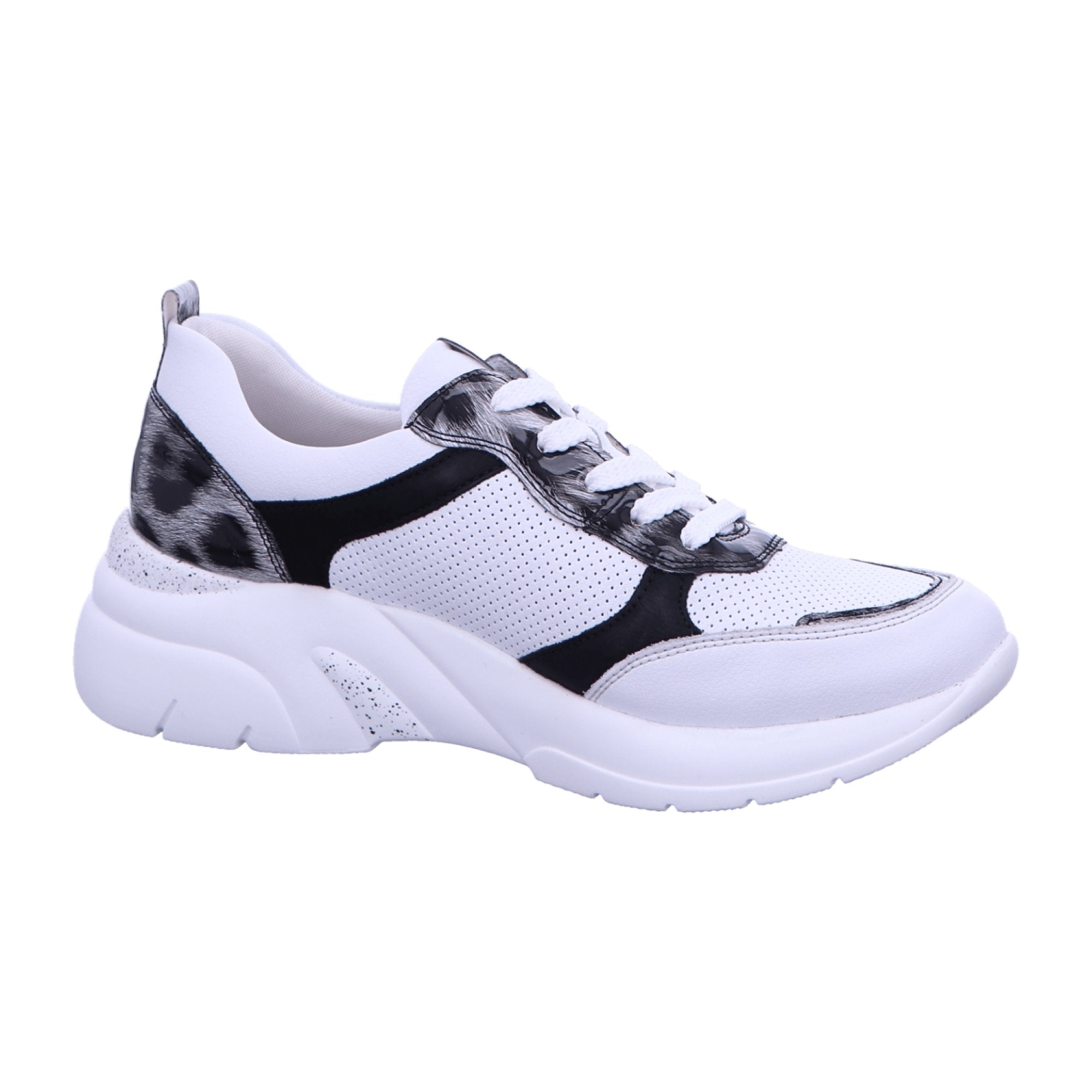 Remonte White Athletic Lace-Up Shoes for Women Leather Textile Synthetic