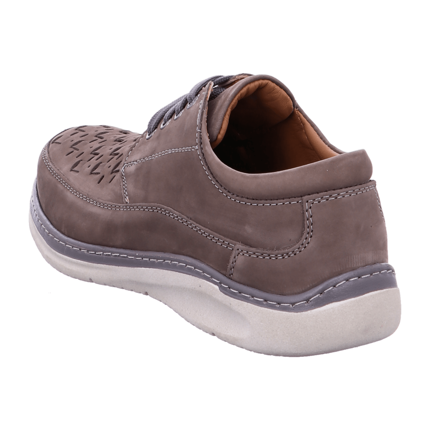ARA Men's Gray Smooth Leather Brogue Oxford Shoes with Round Toe
