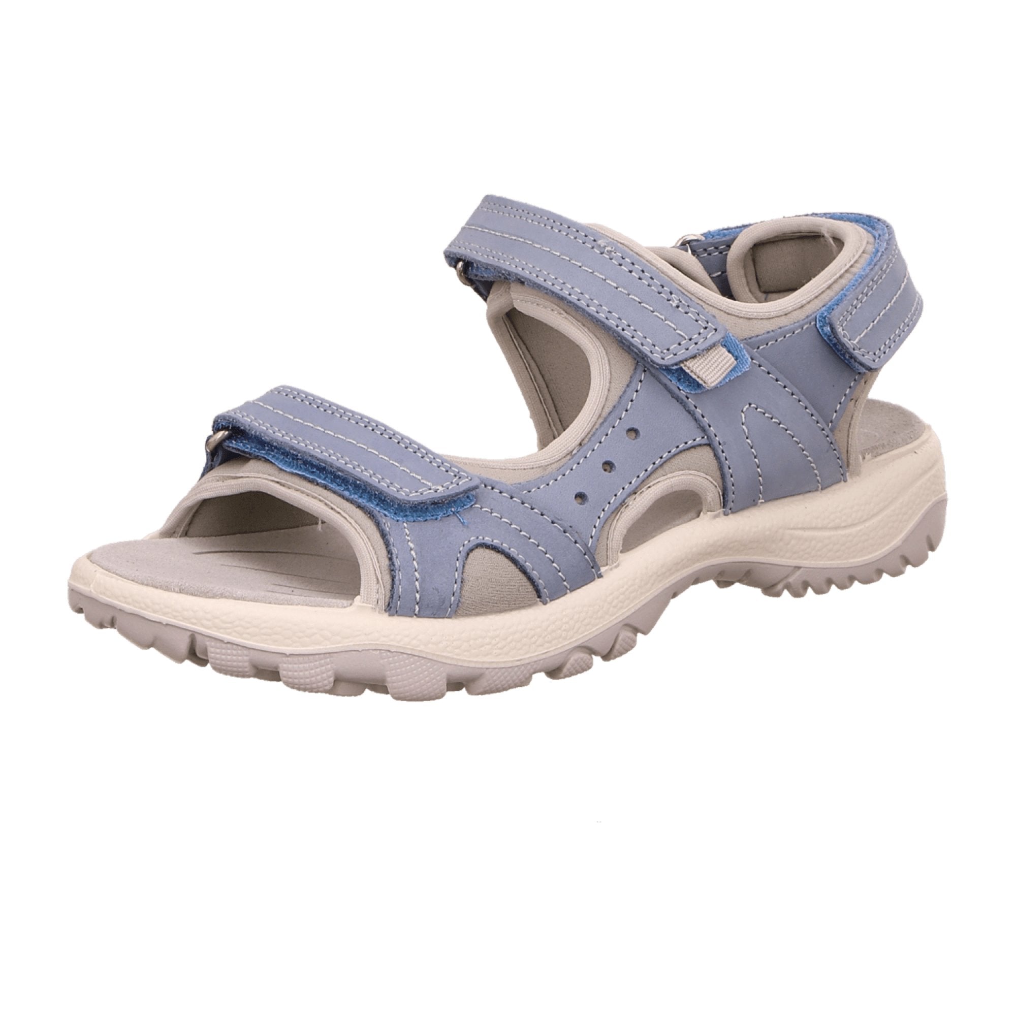 Rohde Women's Blue Nubuck Leather Sandals with Velcro Straps and Comfort Sole