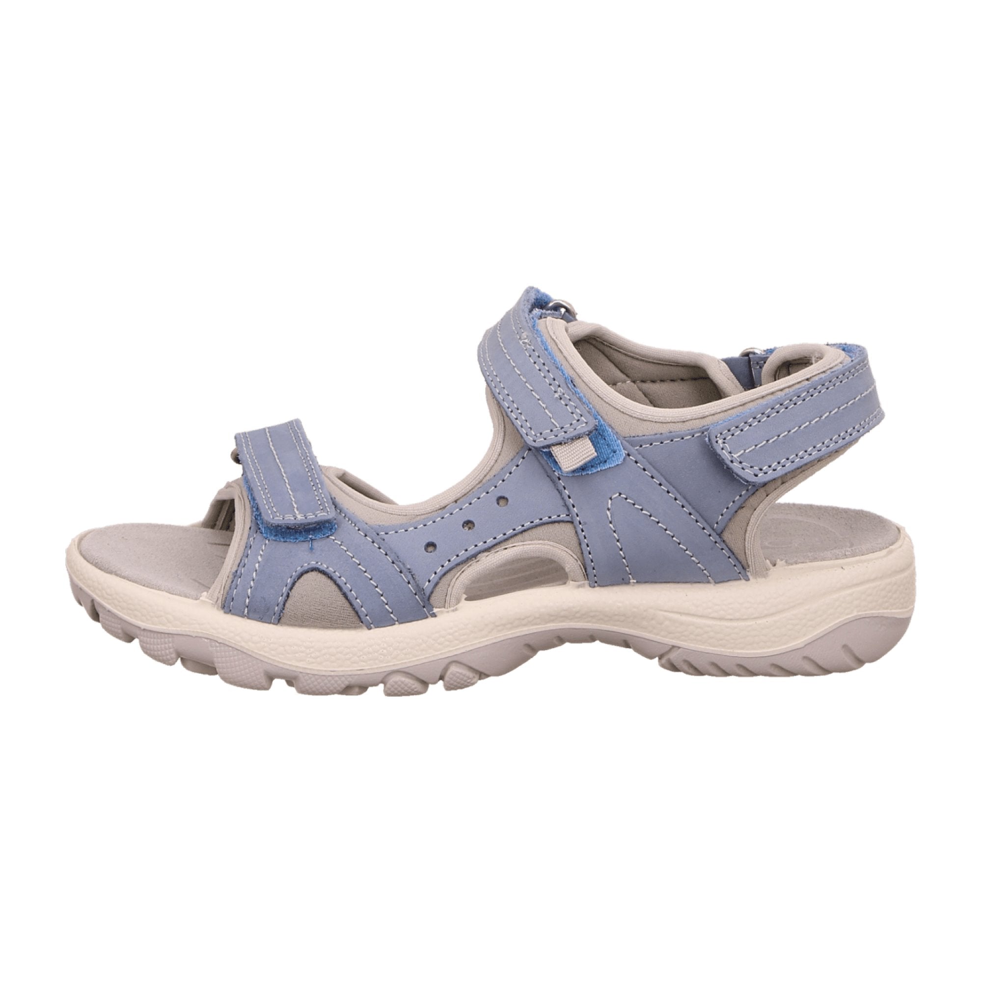 Rohde Women's Blue Nubuck Leather Sandals with Velcro Straps and Comfort Sole