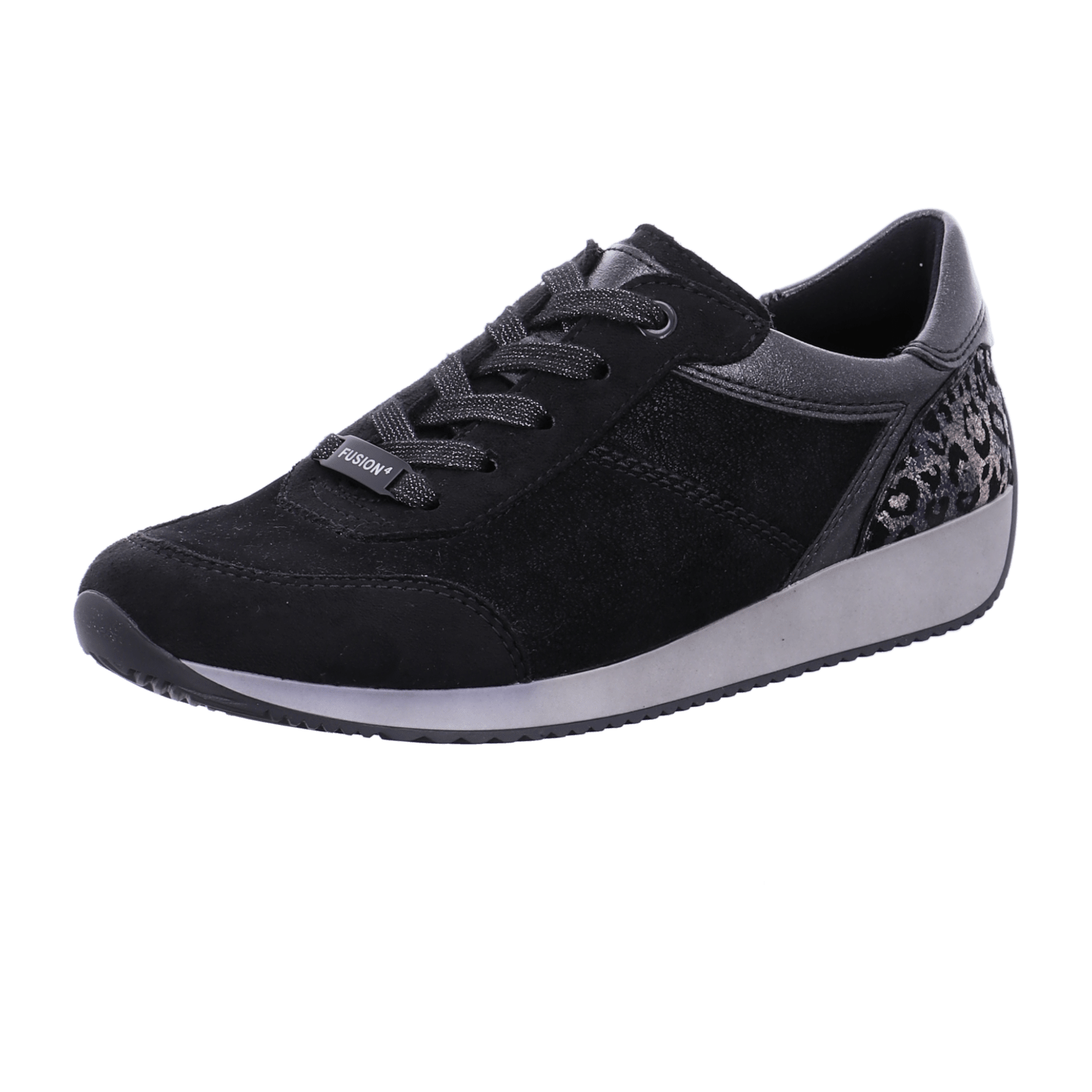 ARA LISBON Women's Sneakers Black Lace-Up Synthetic Stretch