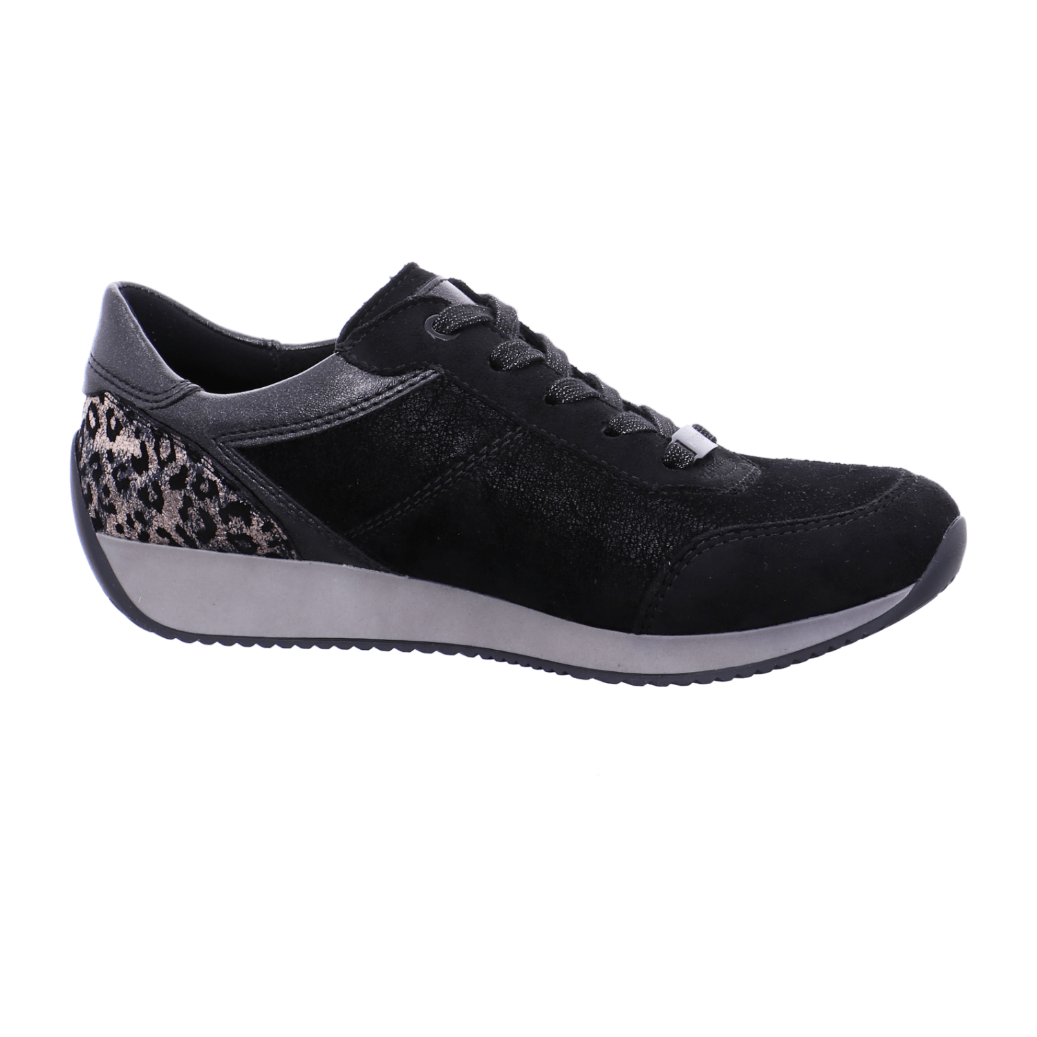 ARA LISBON Women's Sneakers Black Lace-Up Synthetic Stretch