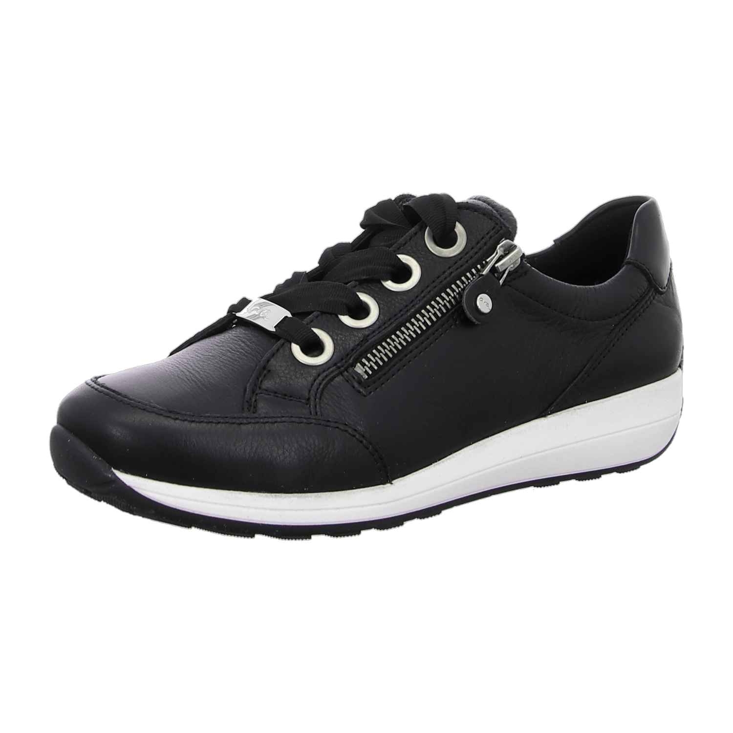 ARA OSAKA Women's Leather Low-Top Sneakers with Lace-Up Closure and Round Toe in Black - Bartel-Shop