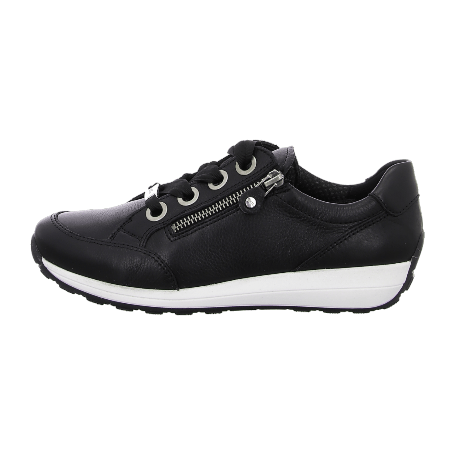 ARA OSAKA Women's Leather Low-Top Sneakers with Lace-Up Closure and Round Toe in Black - Bartel-Shop