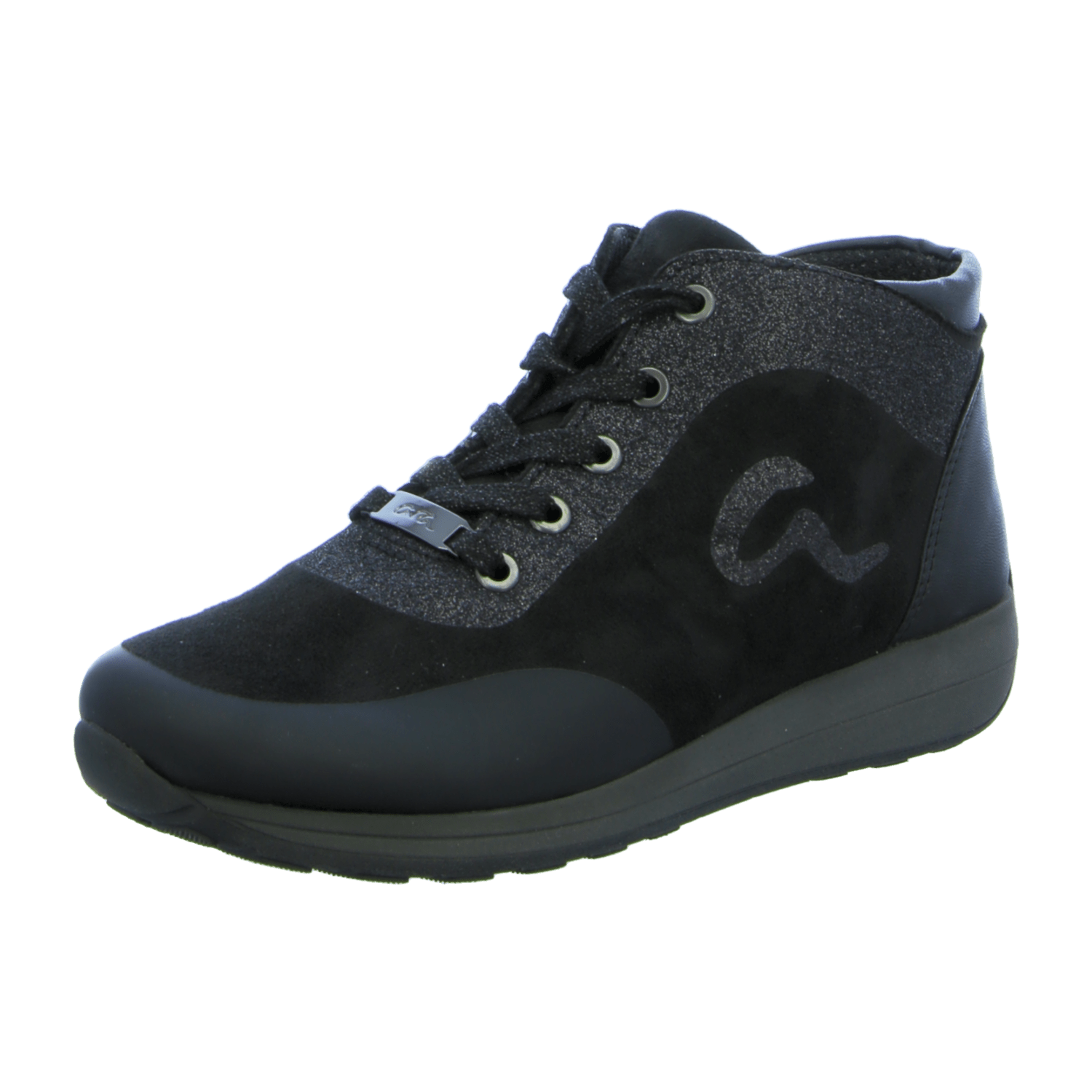 ARA Climotion Women's High-Top Laced Ankle Boots in Black Leather