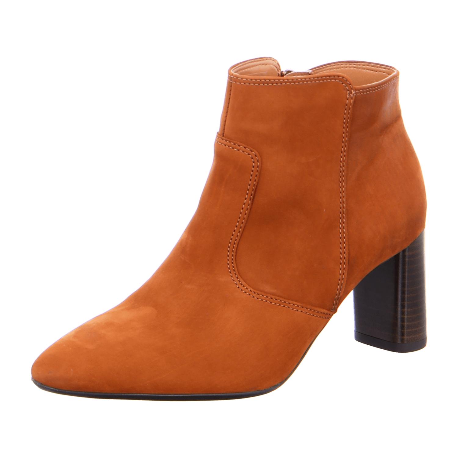 ARA Women's Ankle Boot FRAUKE in Full-Grain Leather, Classic Pointed Toe with Zip Fastening, Orange