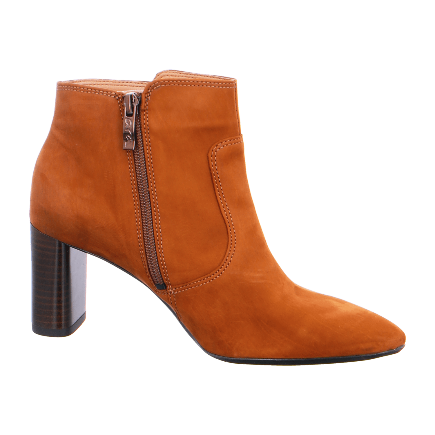 ARA Women's Ankle Boot FRAUKE in Full-Grain Leather, Classic Pointed Toe with Zip Fastening, Orange