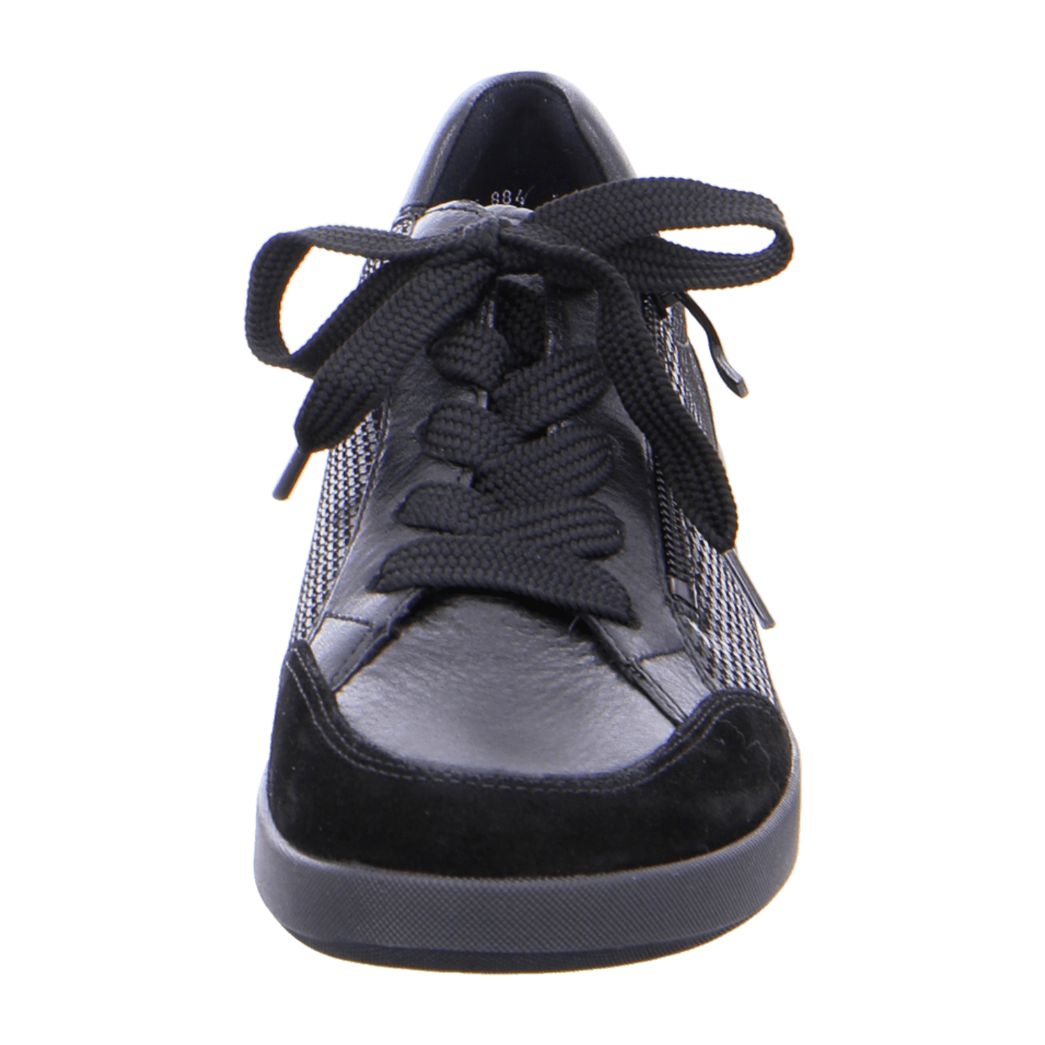 ARA LAZIO Women's Sneakers in Black Smooth Leather with Lace-Up Closure and Round Toe