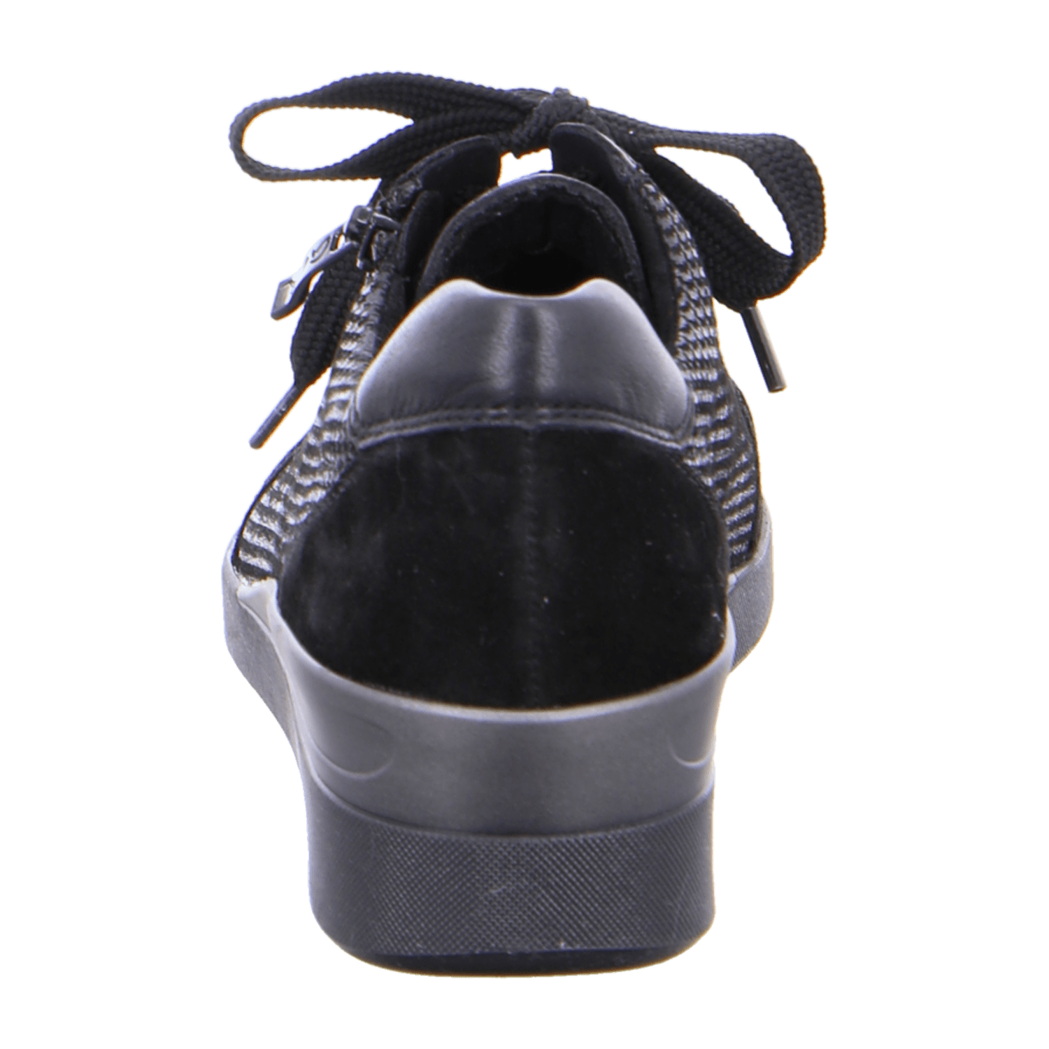 ARA LAZIO Women's Sneakers in Black Smooth Leather with Lace-Up Closure and Round Toe