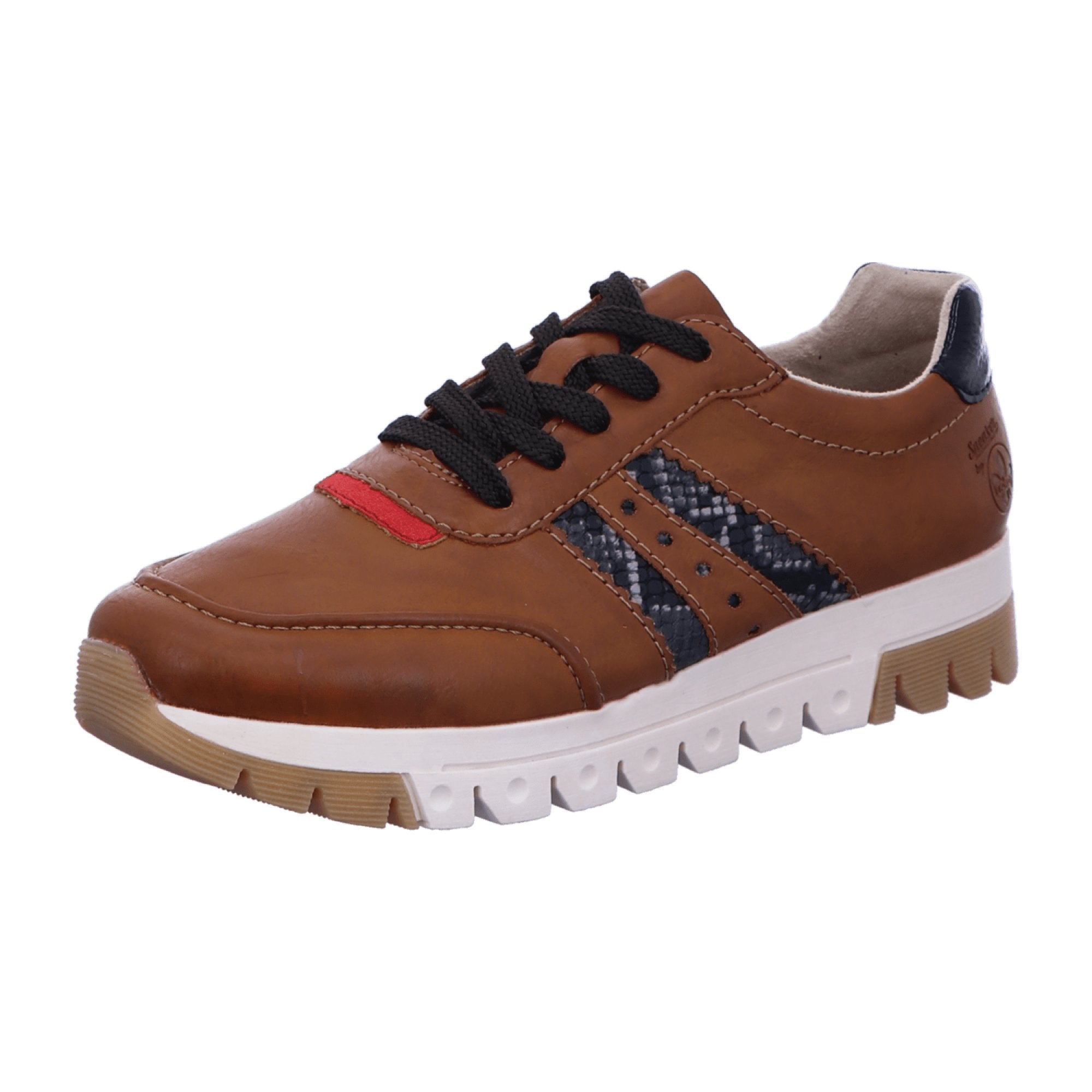 Rieker Women's Brown Sneakers Comfortable Synthetic Material Casual Lace-Up Shoes