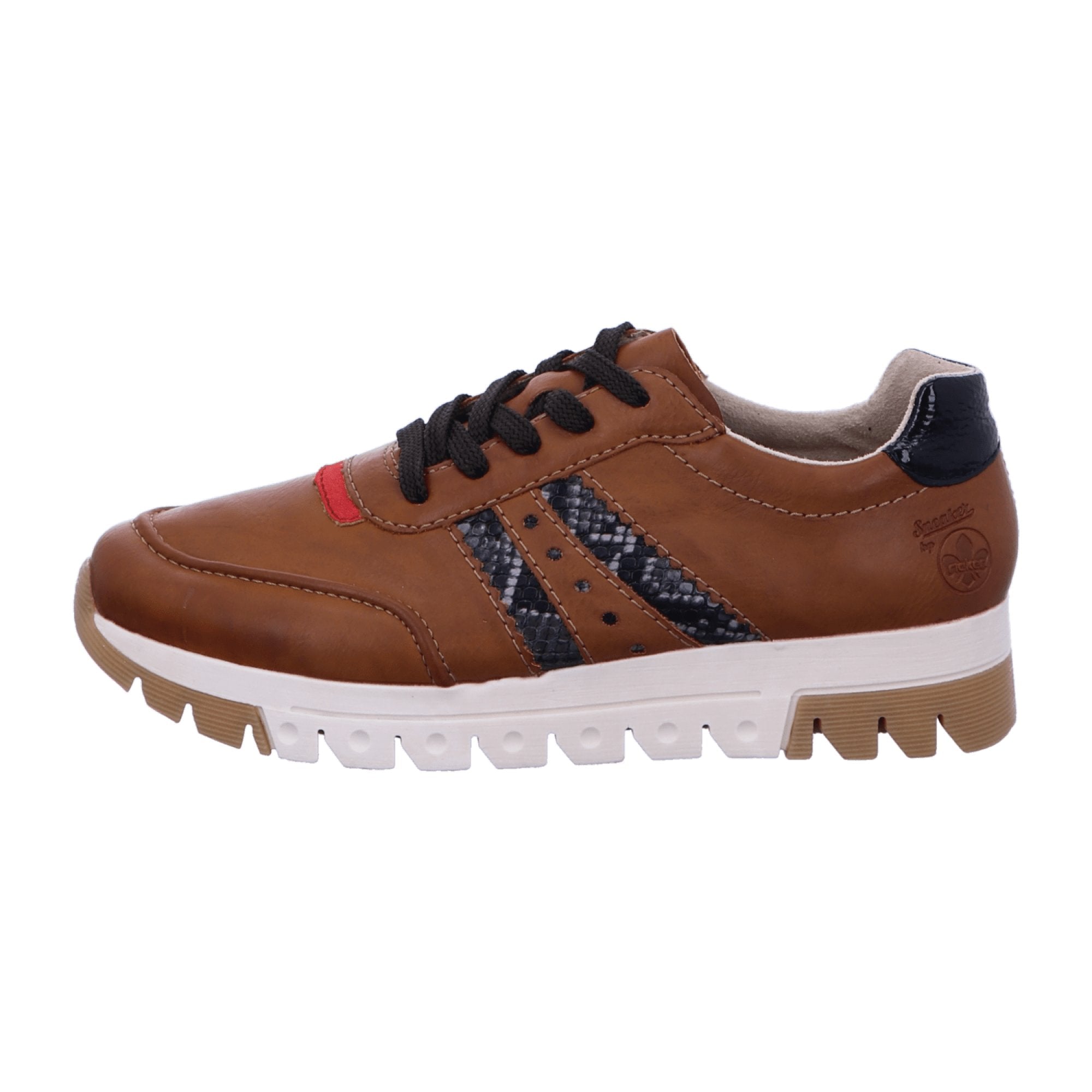 Rieker Women's Brown Sneakers Comfortable Synthetic Material Casual Lace-Up Shoes