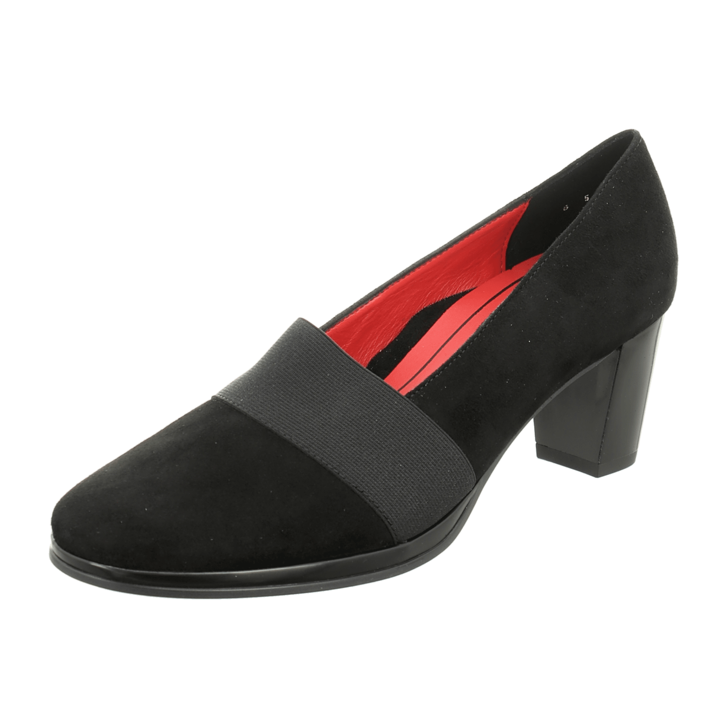 ARA ORLY Women's Pumps in Black Nubuck Leather, Pull-On Style with Closed Toe and Leather Lining