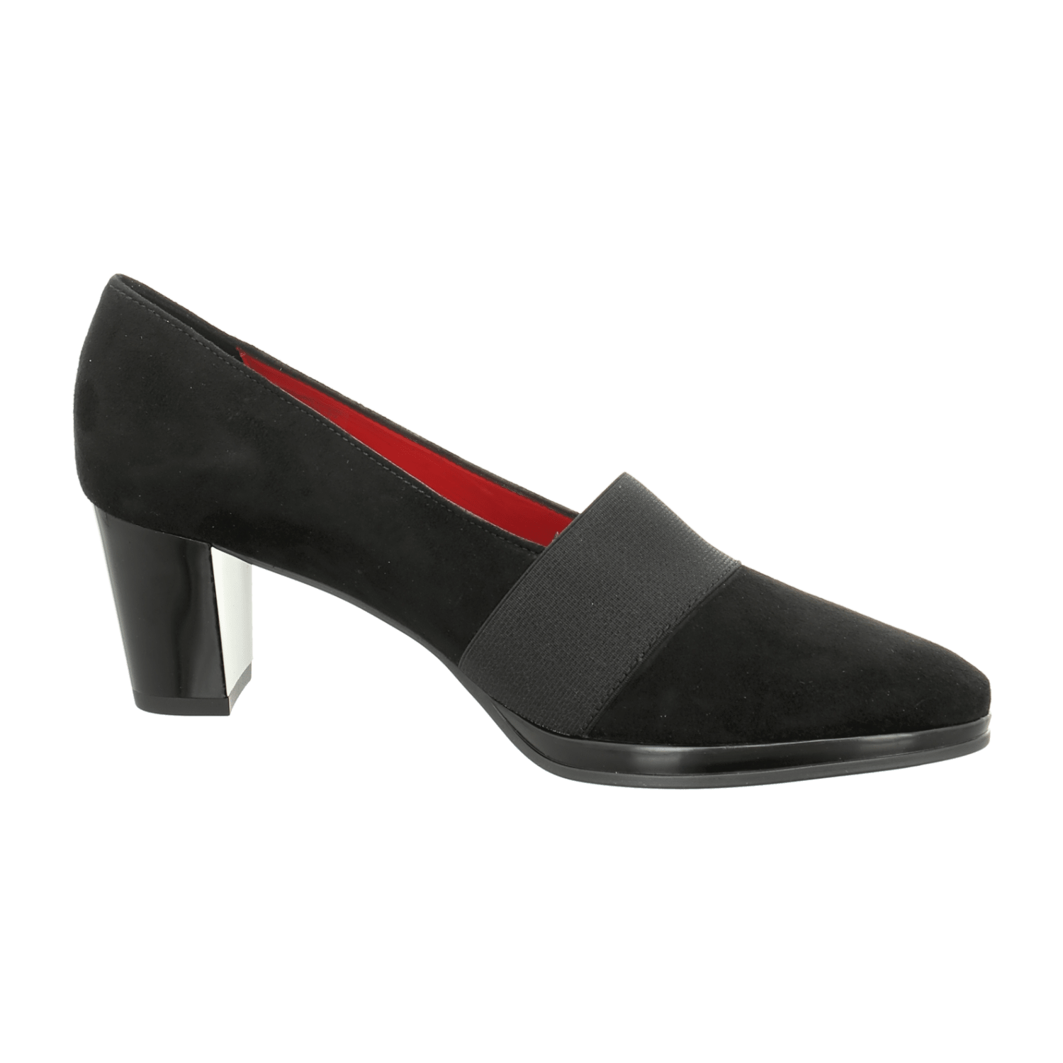 ARA ORLY Women's Pumps in Black Nubuck Leather, Pull-On Style with Closed Toe and Leather Lining