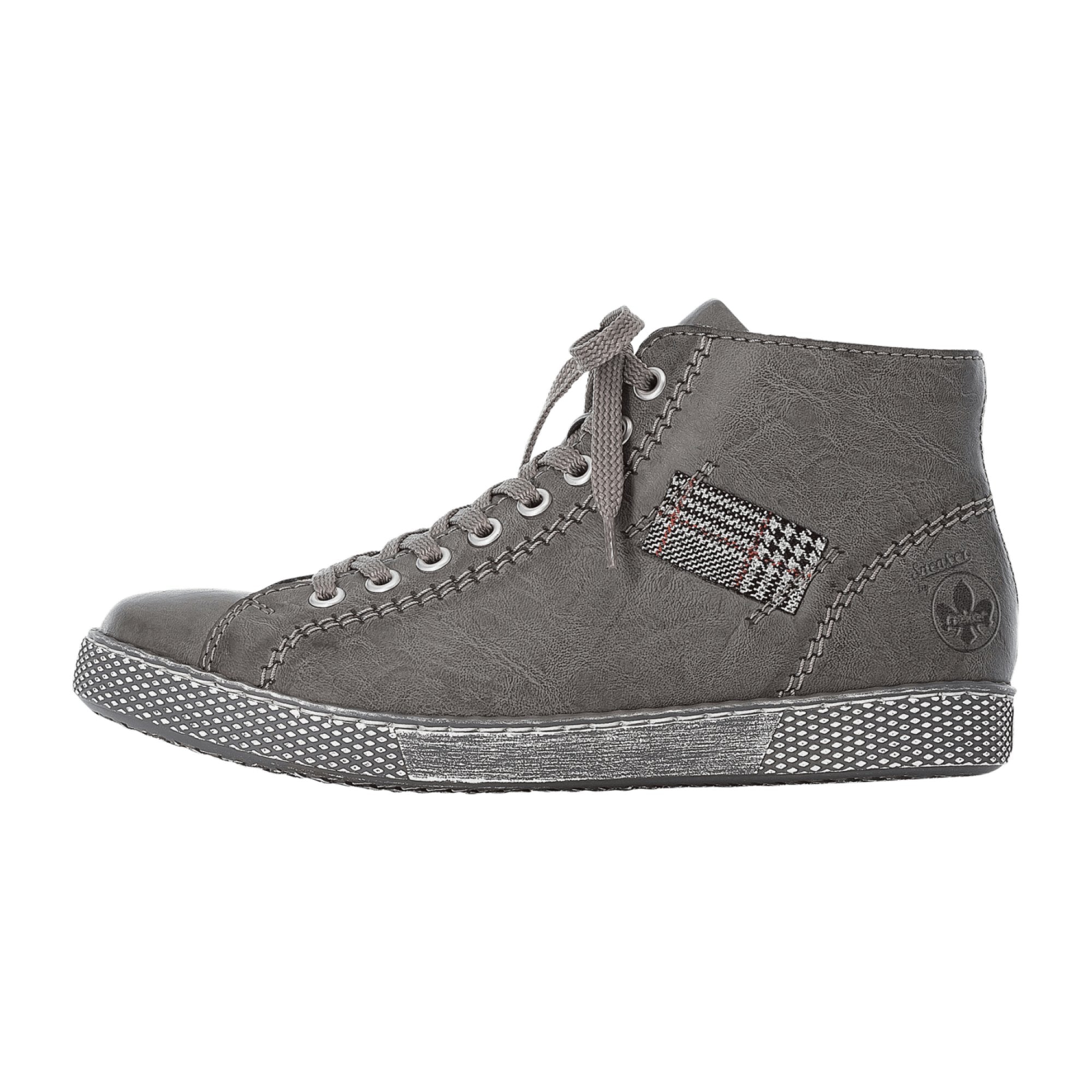 Rieker Women's Grey Lace-Up Ankle Boots with Warm Lining Comfortable Casual Shoes