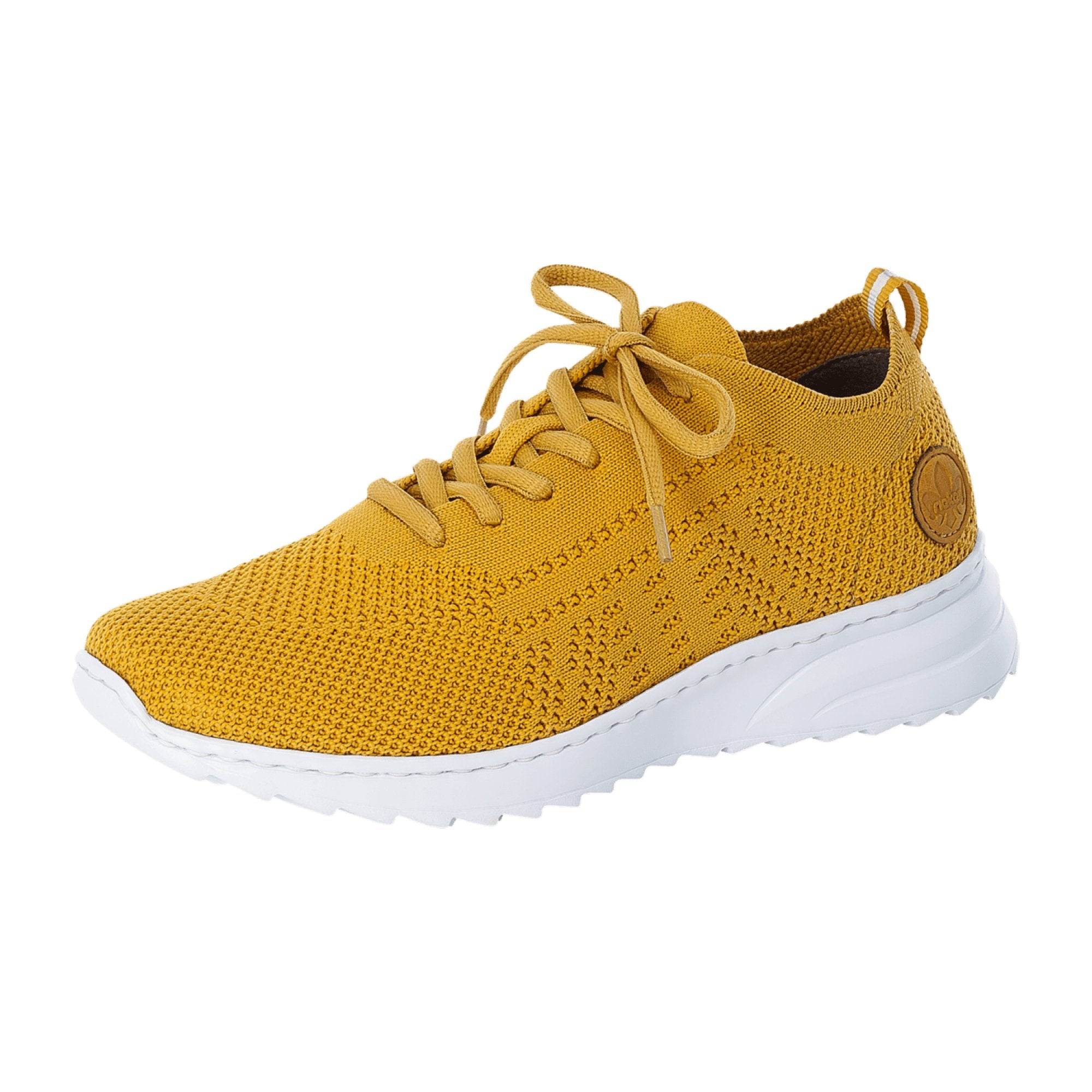 Rieker N60K5-68 Yellow Women's Shoes with Wedge Heel and Lace-Up Closure