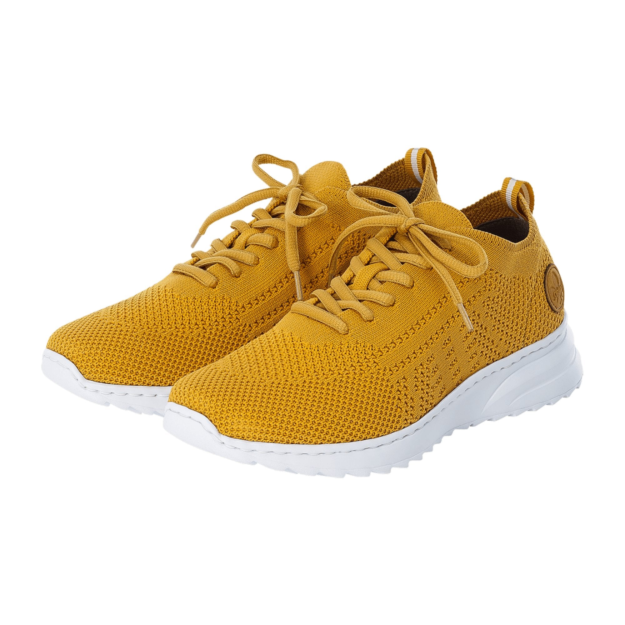 Rieker N60K5-68 Yellow Women's Shoes with Wedge Heel and Lace-Up Closure