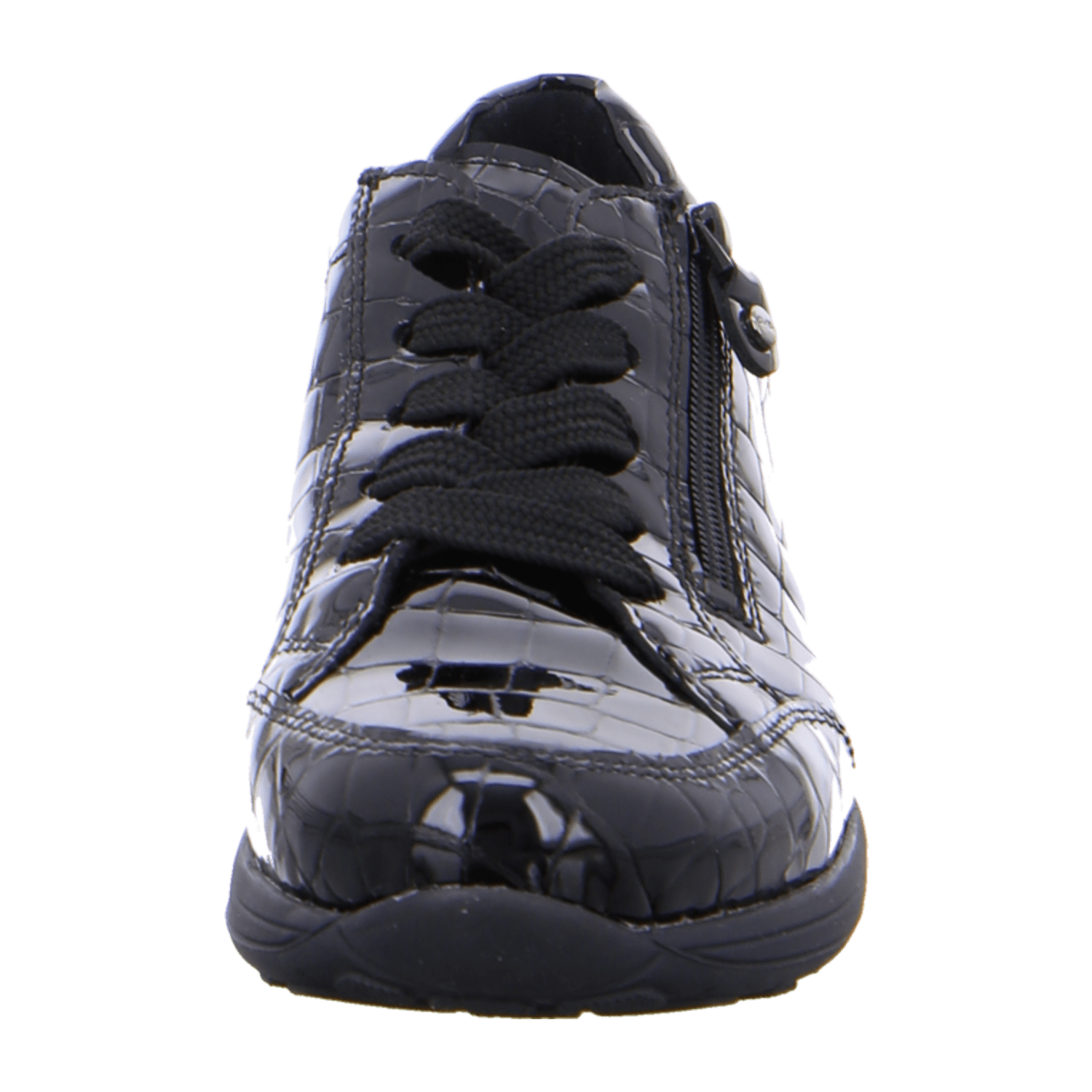 ARA MERANO Women's Low-Top Sneaker Lace-Up Shoes in Smooth Black Leather