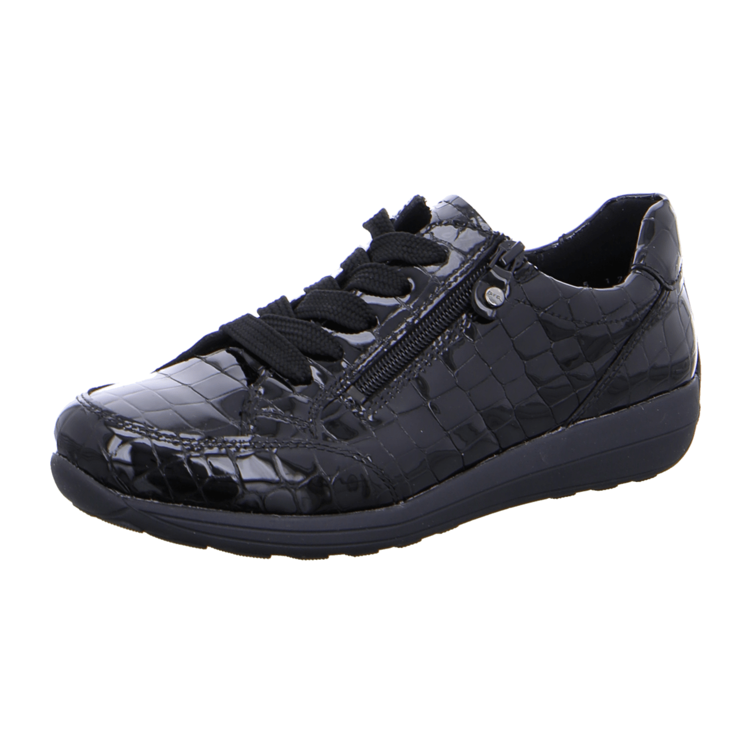 ARA MERANO Women's Low-Top Sneaker Lace-Up Shoes in Smooth Black Leather