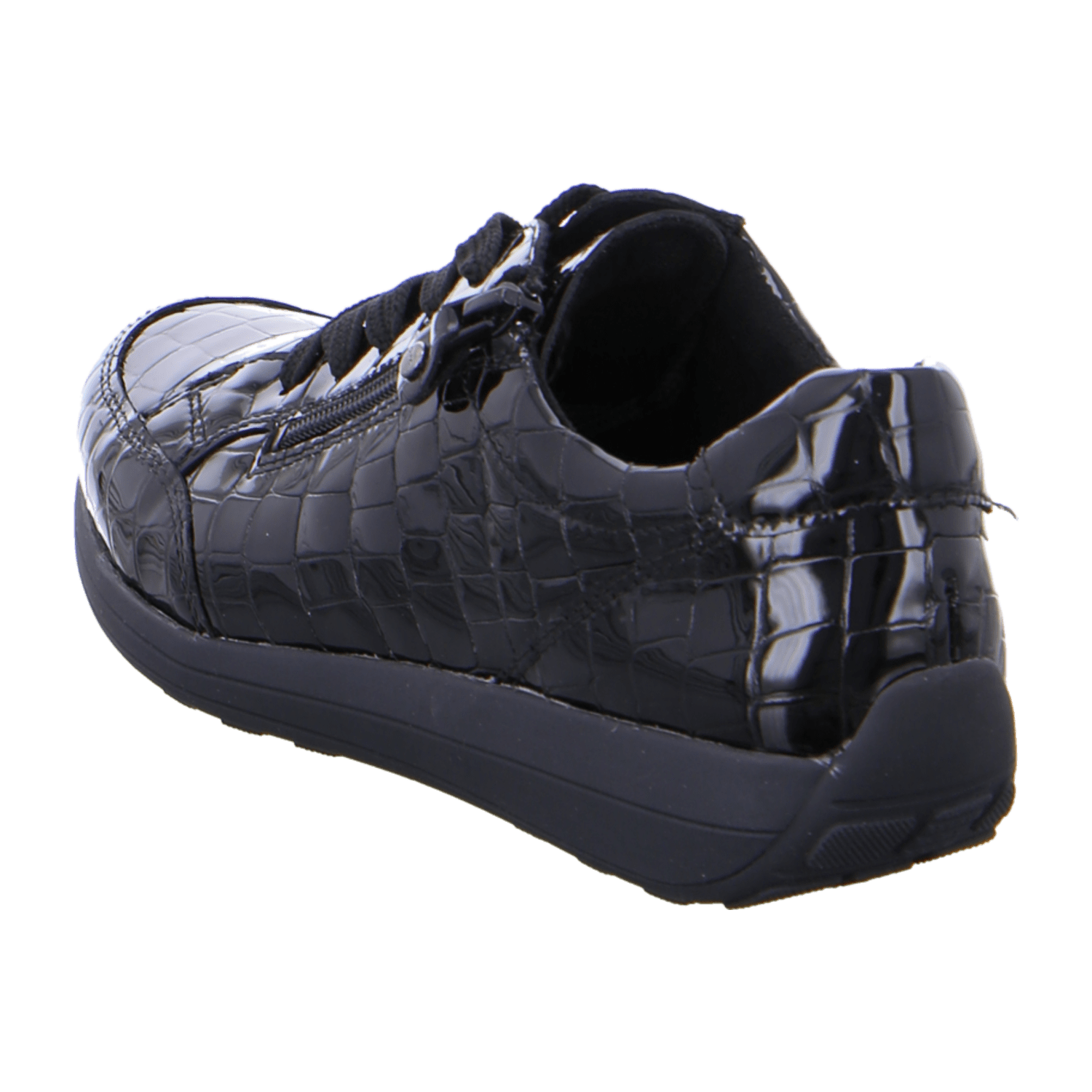 ARA MERANO Women's Low-Top Sneaker Lace-Up Shoes in Smooth Black Leather