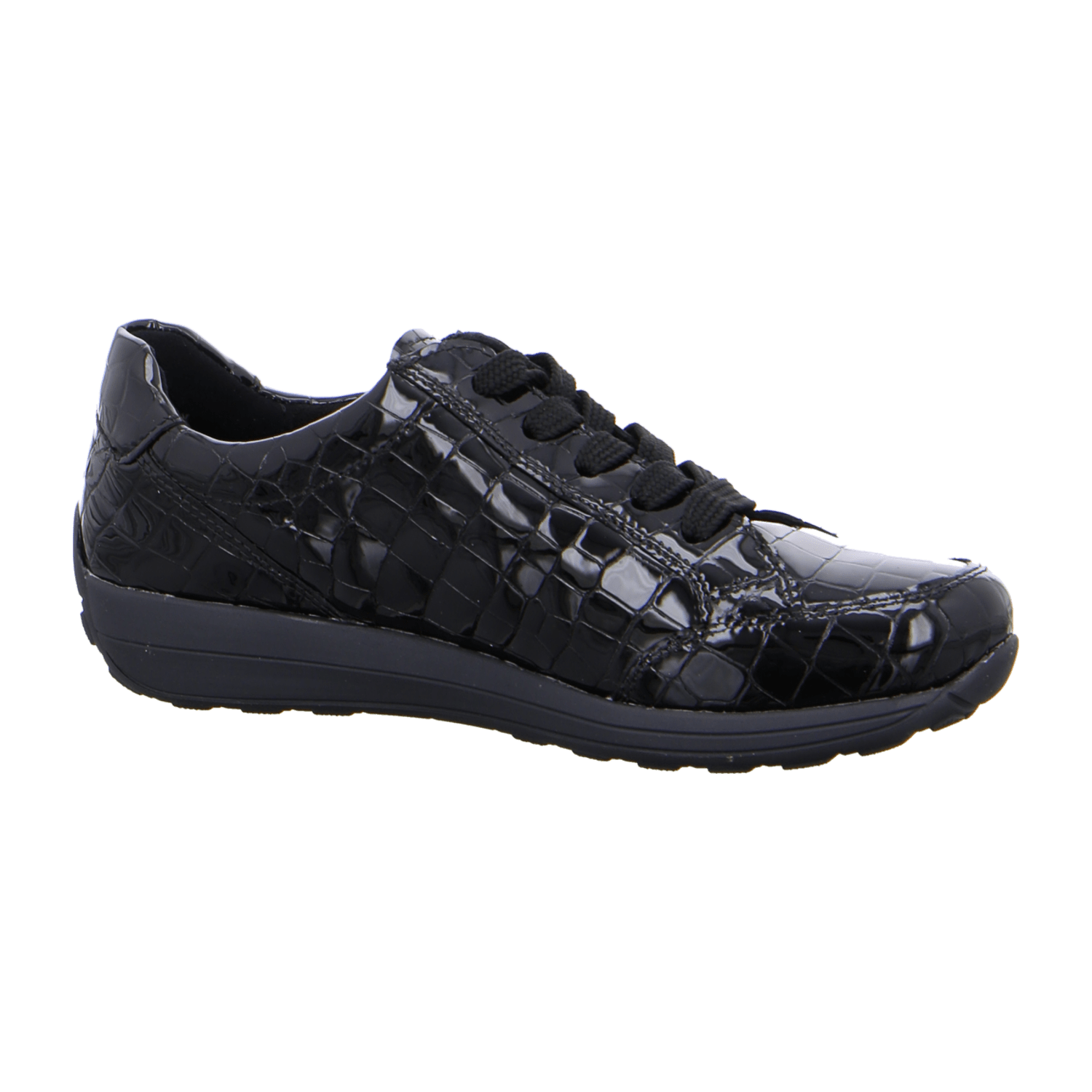 ARA MERANO Women's Low-Top Sneaker Lace-Up Shoes in Smooth Black Leather