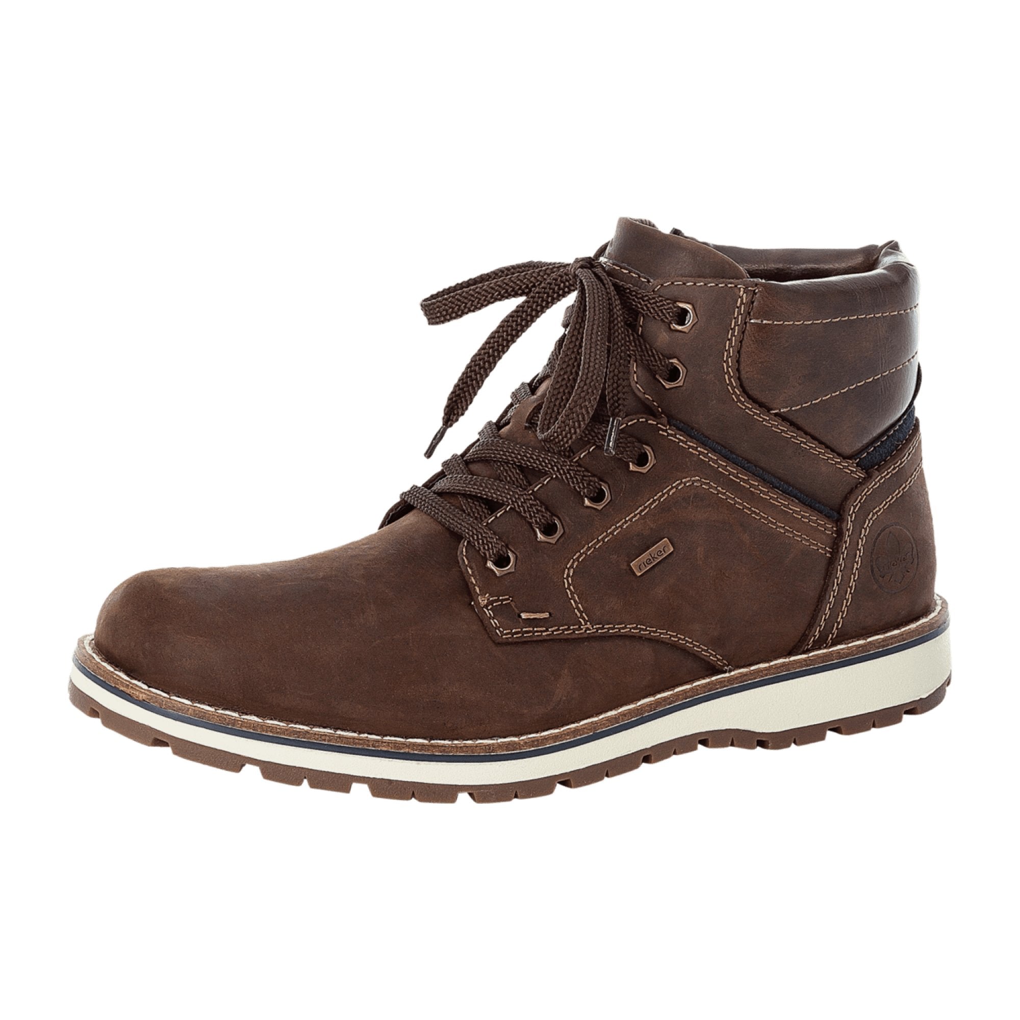 Rieker Men's Brown Lace-Up Boots with Nubuck Leather and Textile Lining