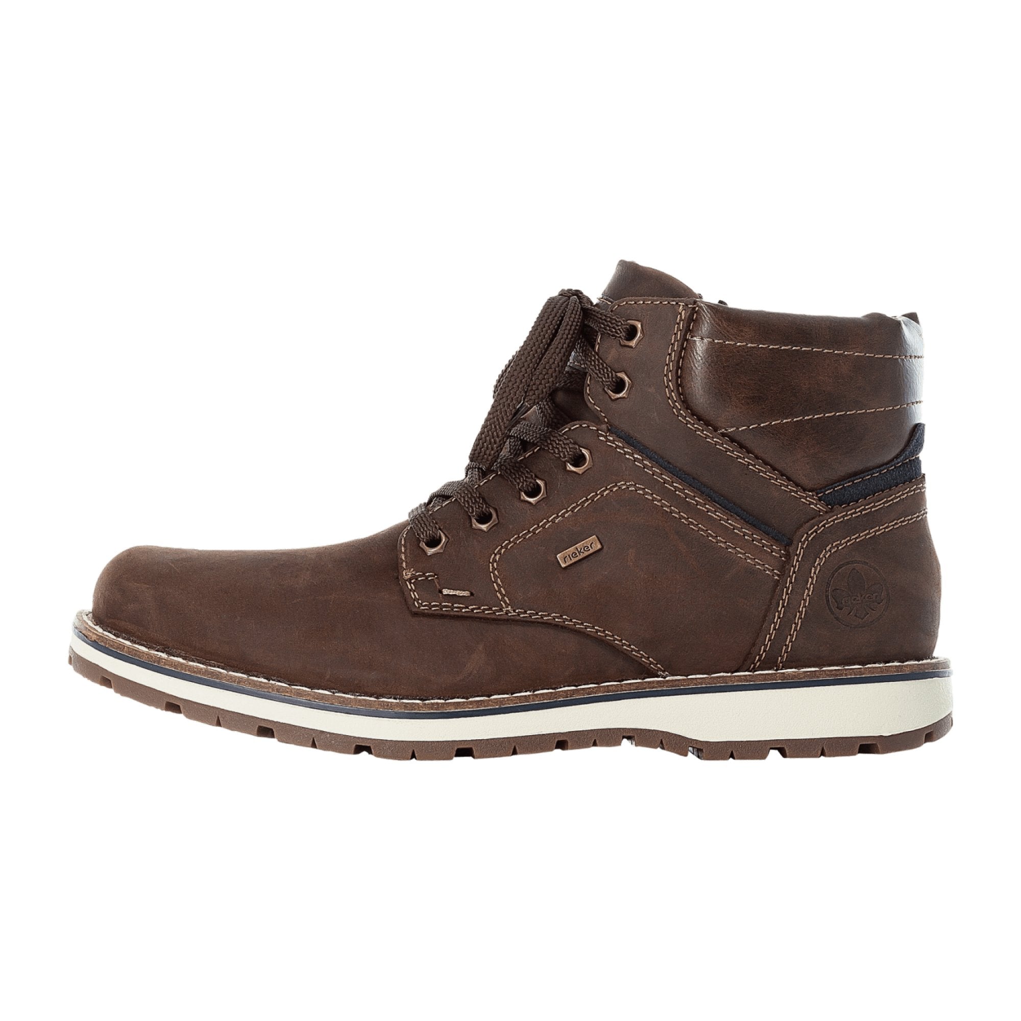 Rieker Men's Brown Lace-Up Boots with Nubuck Leather and Textile Lining