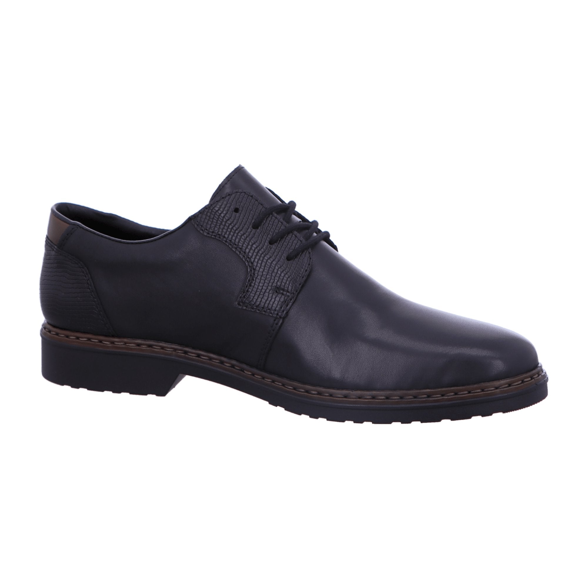 Rieker Black Leather Lace-Up Shoes with Antistress System and Flexible Sole