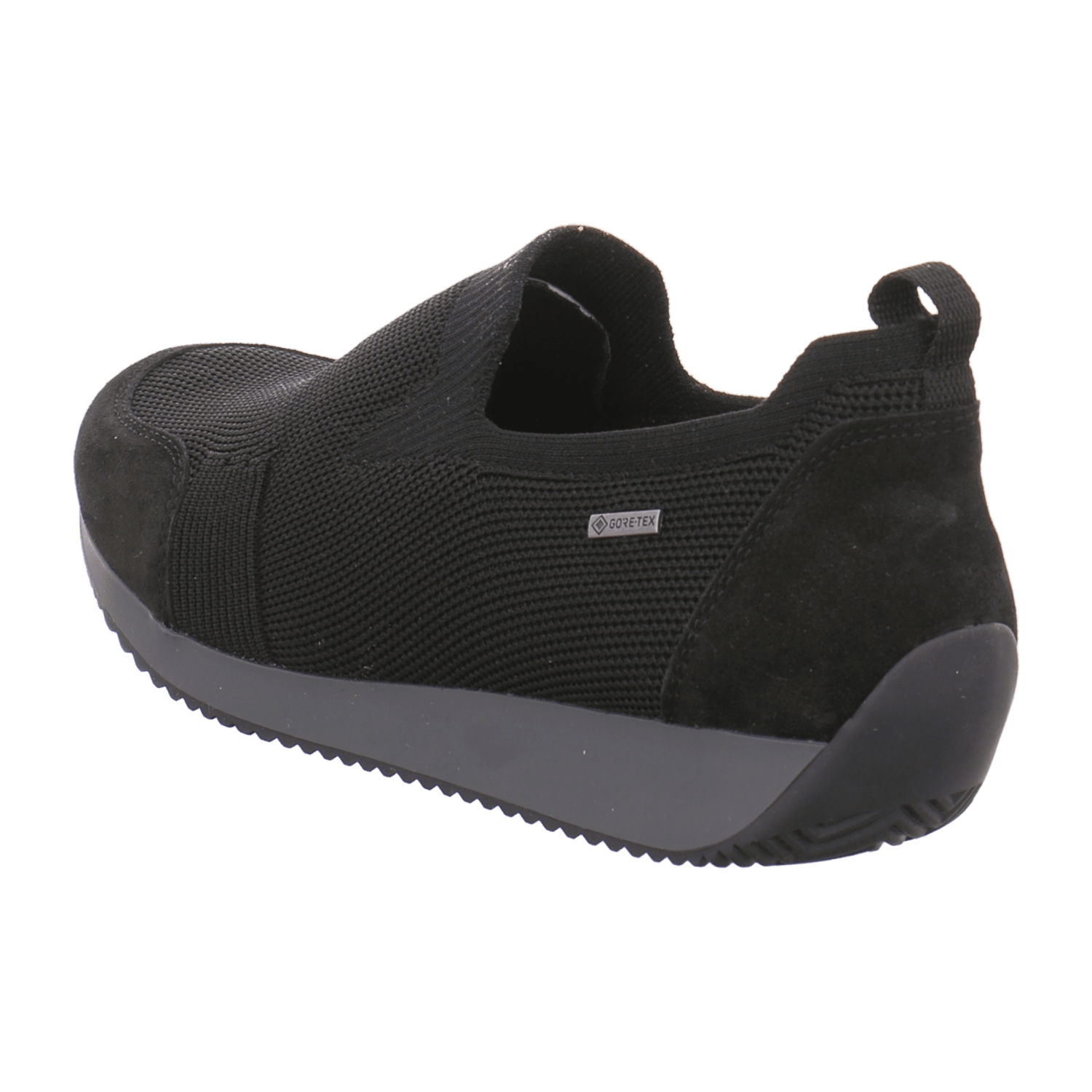 ARA Women's Nubuck Leather Slip-On Loafers with Lacing, Round Toe, Black - Bartel-Shop