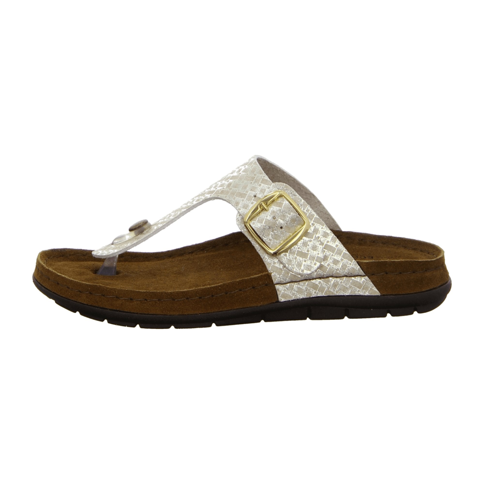 Rohde Women's Gold Flat Slip-On Sandals Structured Leather Open Toe