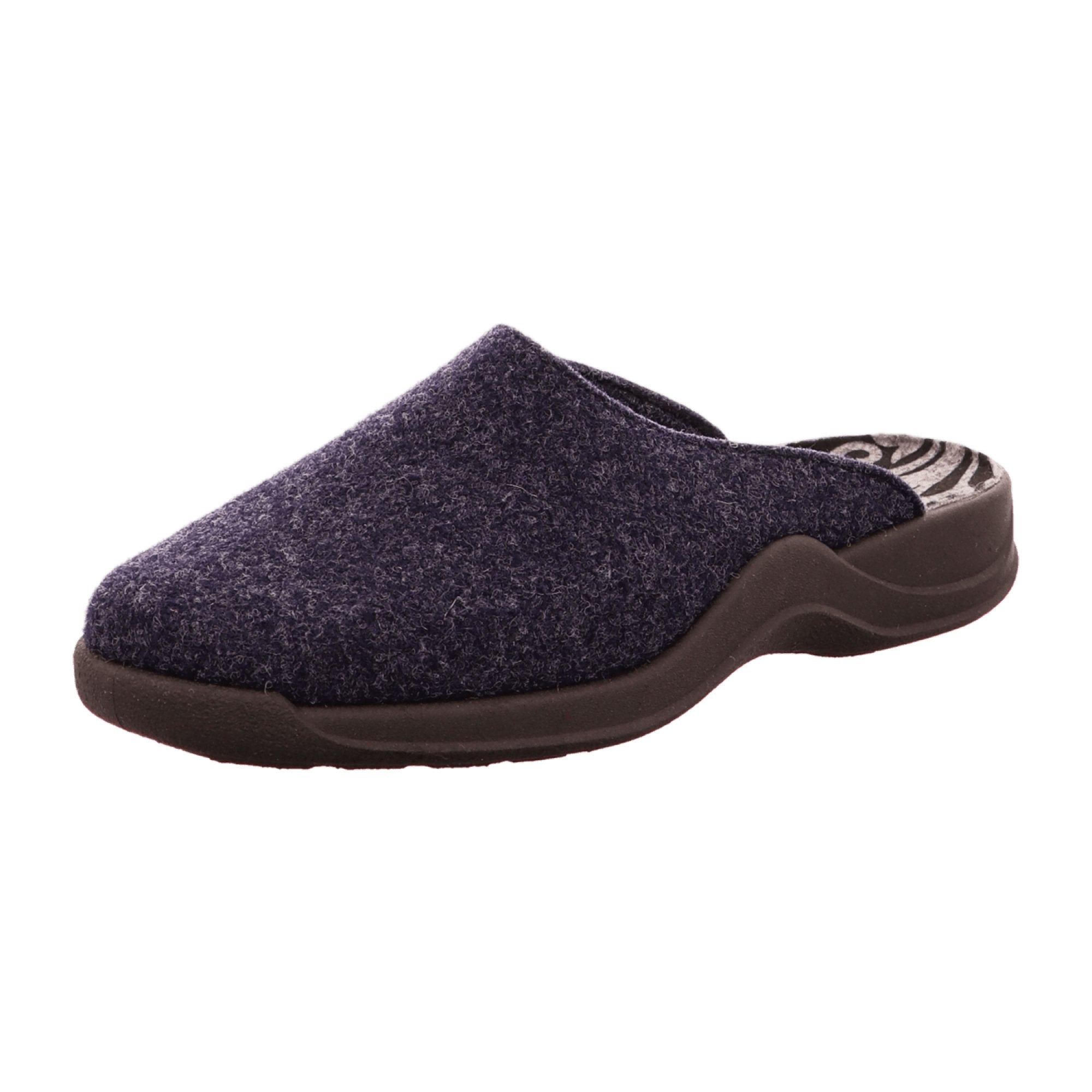 Rohde Women's Blue Slippers, Felt Upper, Textile Lining, Flat Heel