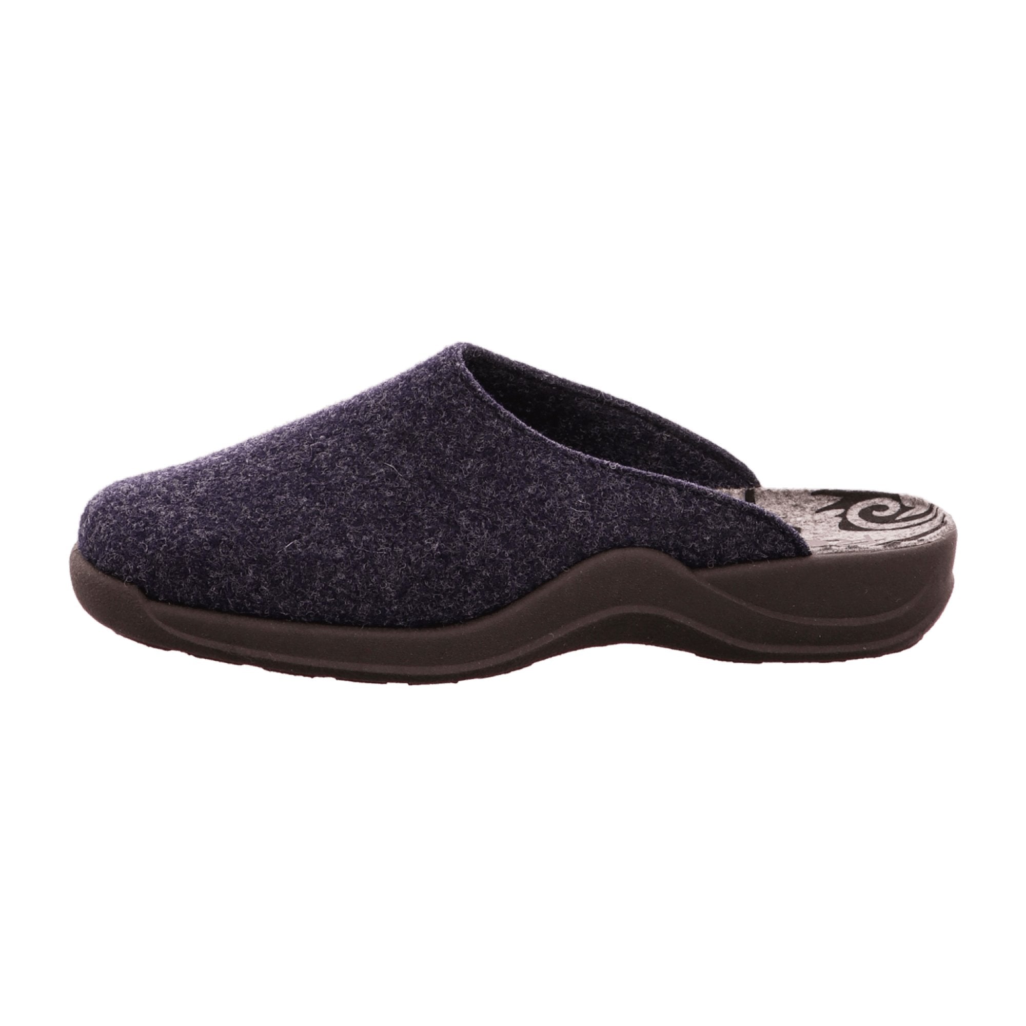 Rohde Women's Blue Slippers, Felt Upper, Textile Lining, Flat Heel