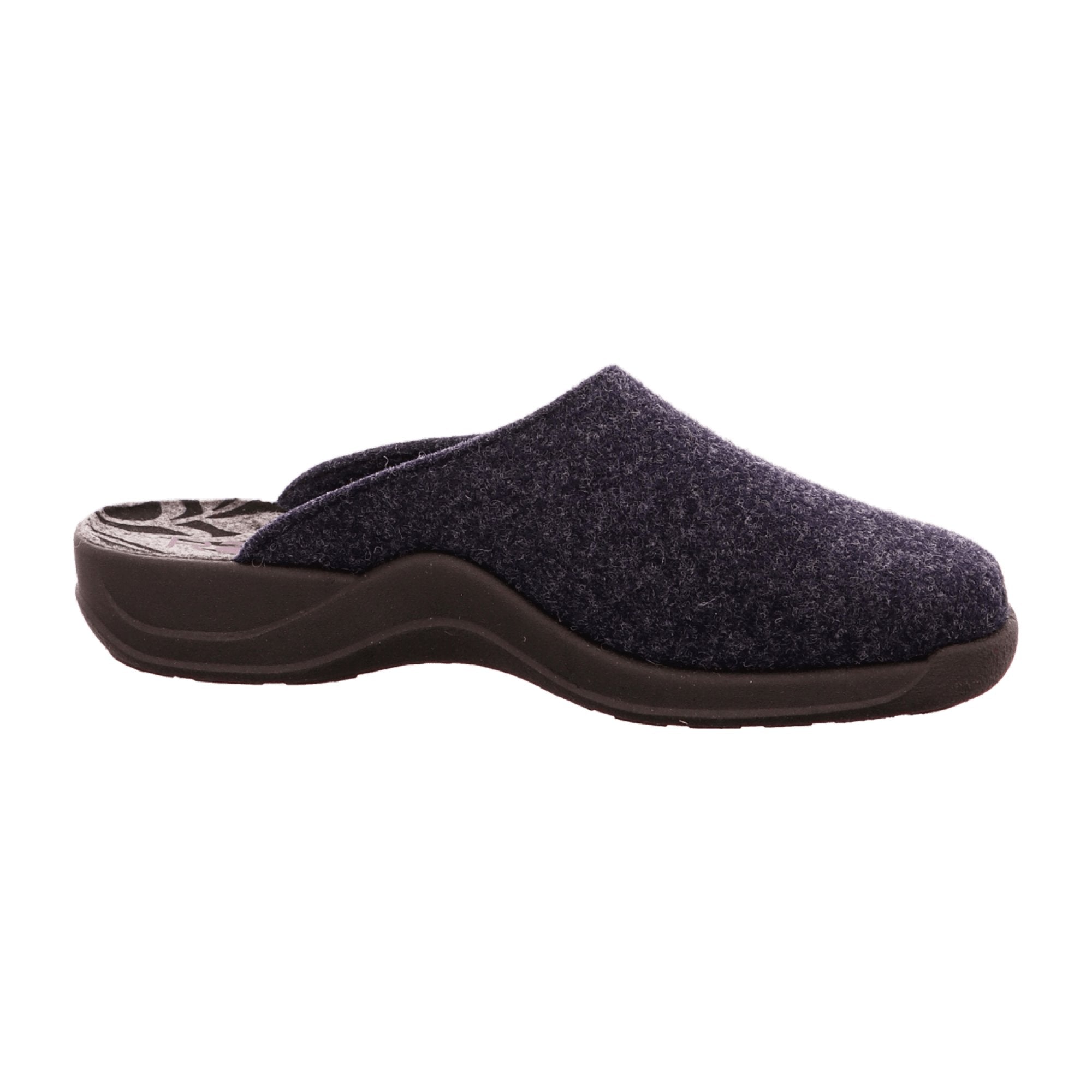 Rohde Women's Blue Slippers, Felt Upper, Textile Lining, Flat Heel