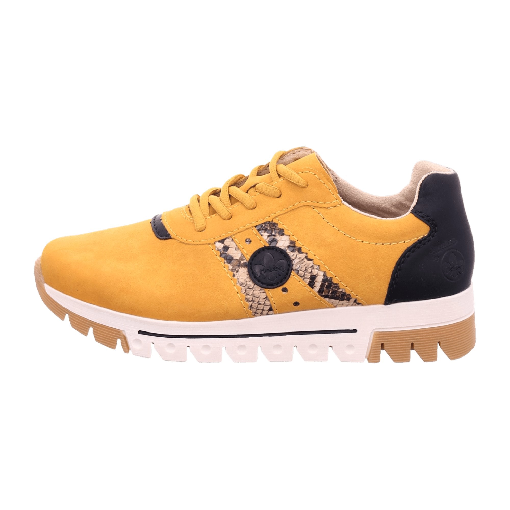 Rieker L2922 Yellow Comfortable Lace-Up Shoes for Women