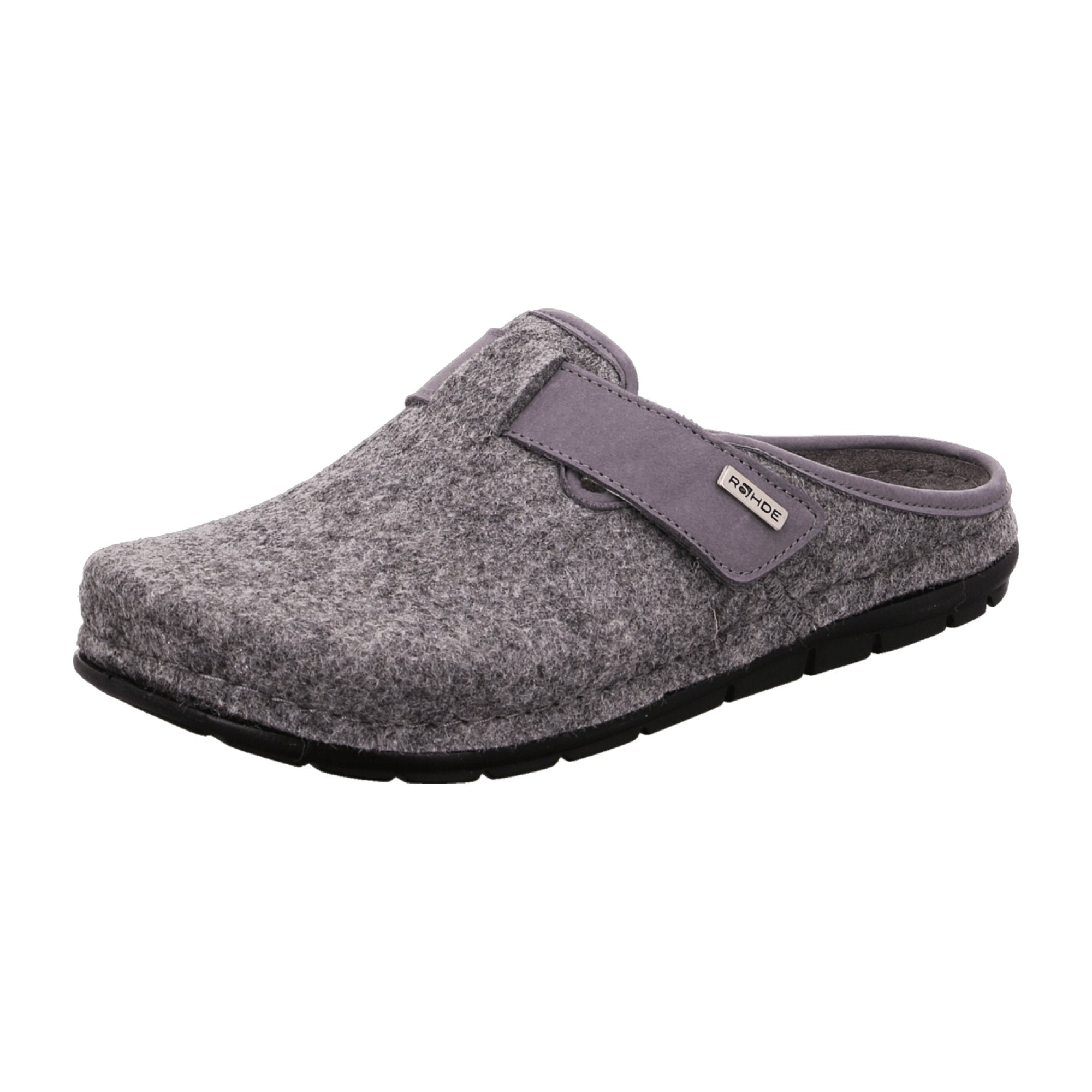 Rohde R6 Men's Gray House Slippers with Velcro and Soft Felt Upper