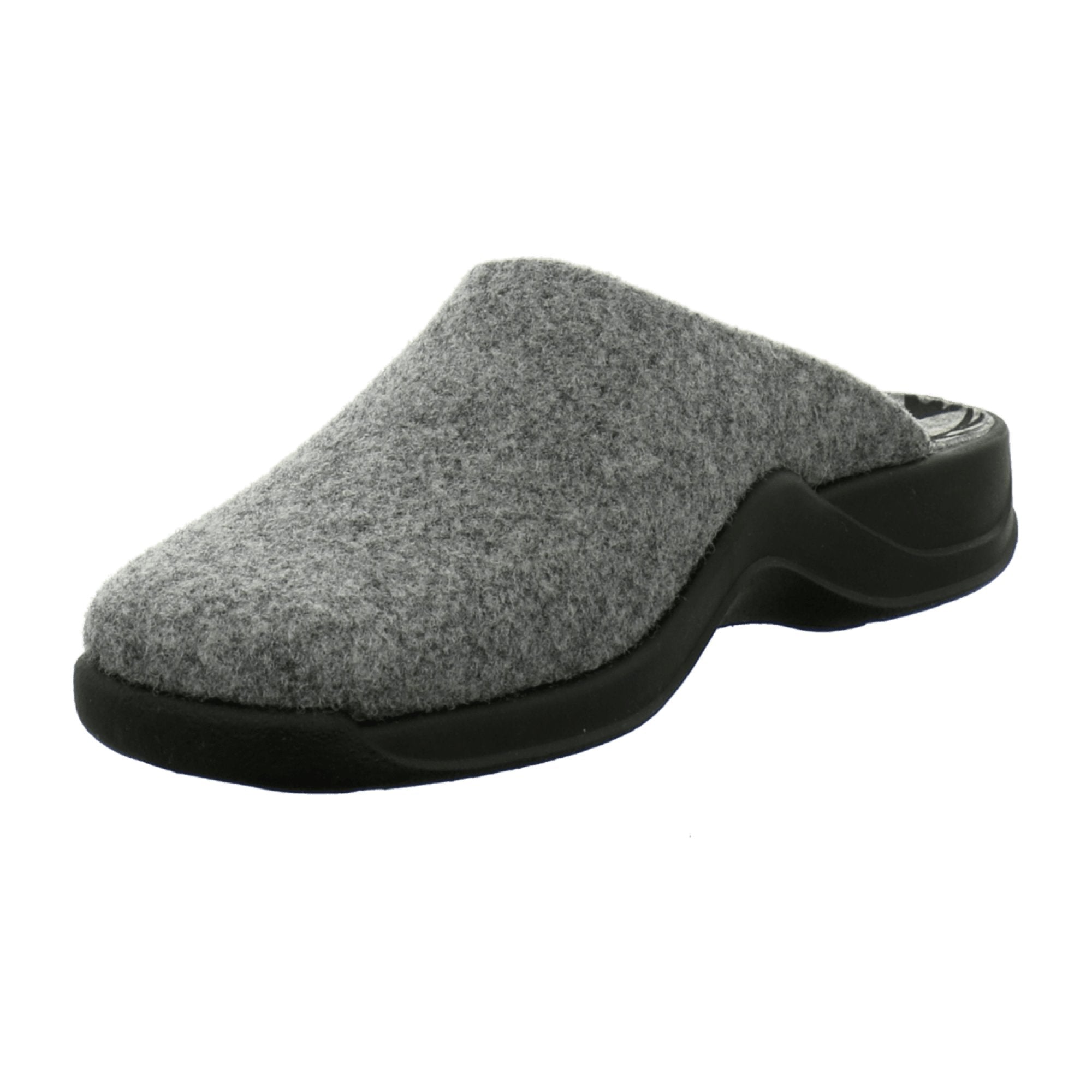 Rohde Women's Gray Felt Slip-On Slippers for Fall Winter with Flat Heel