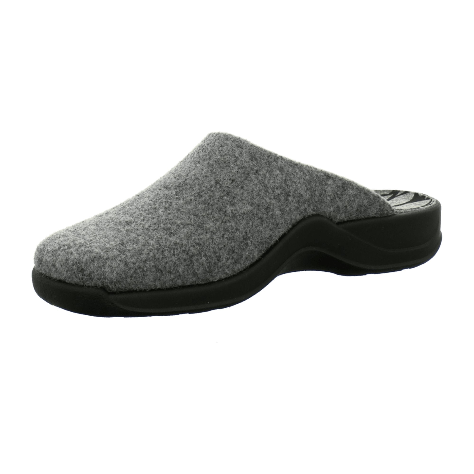 Rohde Women's Gray Felt Slip-On Slippers for Fall Winter with Flat Heel