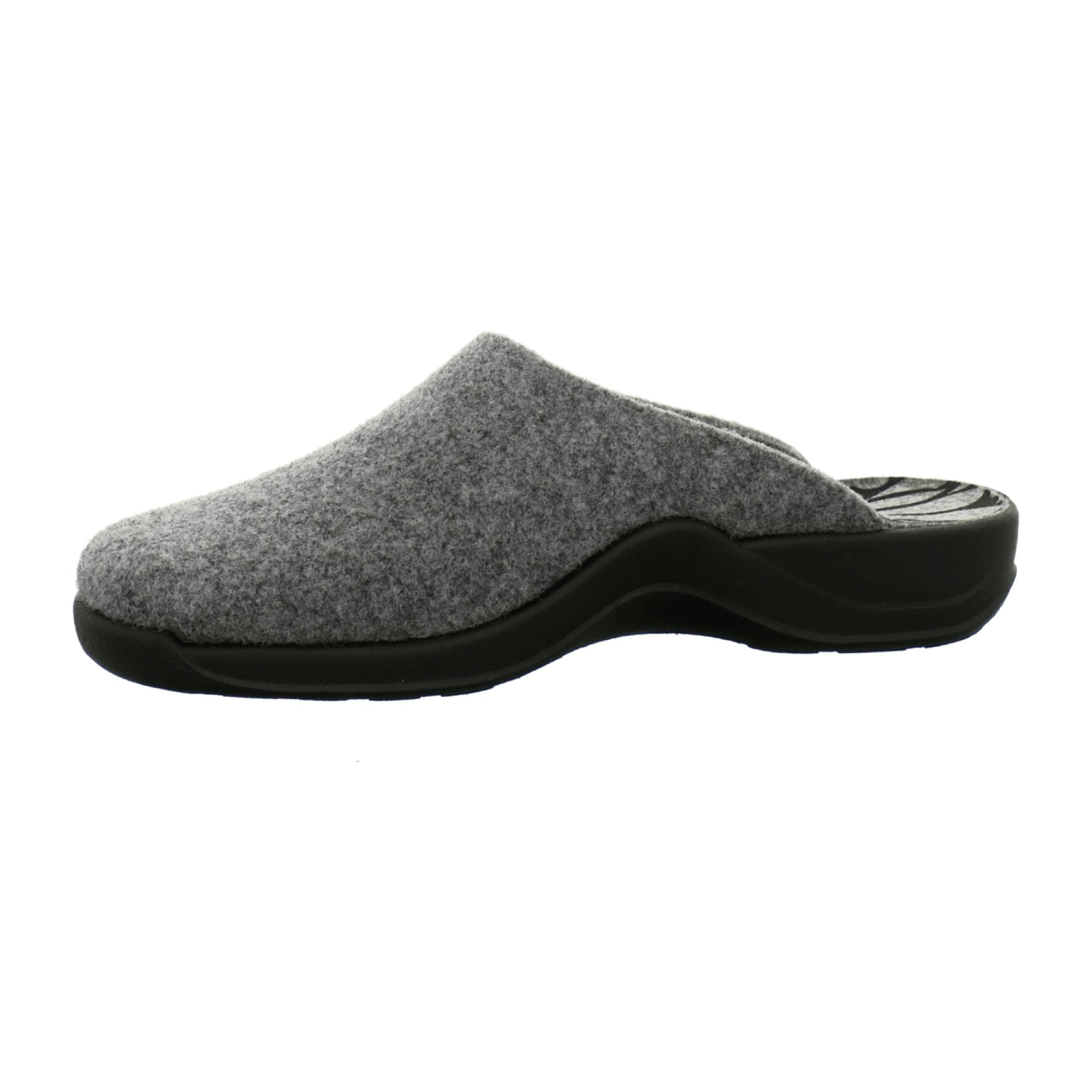 Rohde Women's Gray Felt Slip-On Slippers for Fall Winter with Flat Heel