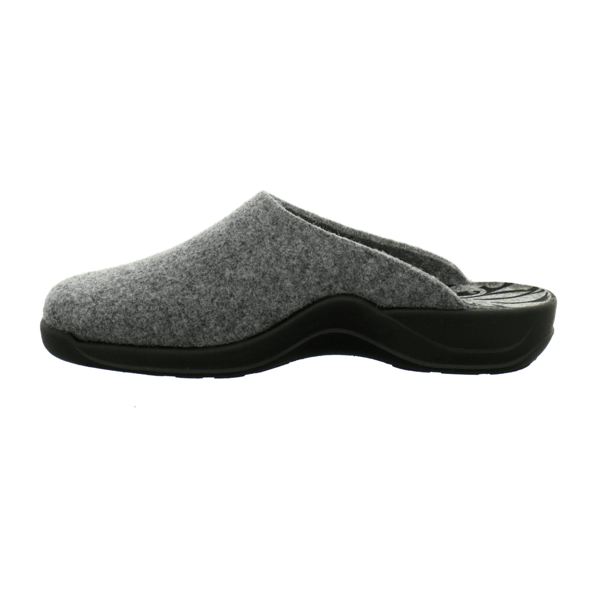 Rohde Women's Gray Felt Slip-On Slippers for Fall Winter with Flat Heel