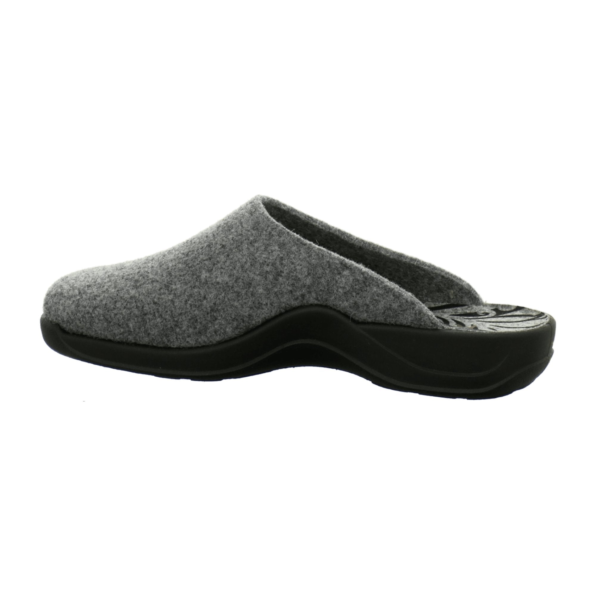 Rohde Women's Gray Felt Slip-On Slippers for Fall Winter with Flat Heel