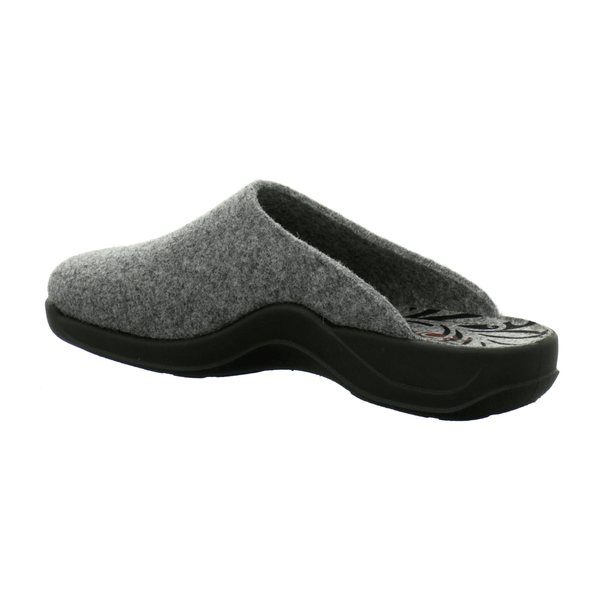 Rohde Women's Gray Felt Slip-On Slippers for Fall Winter with Flat Heel