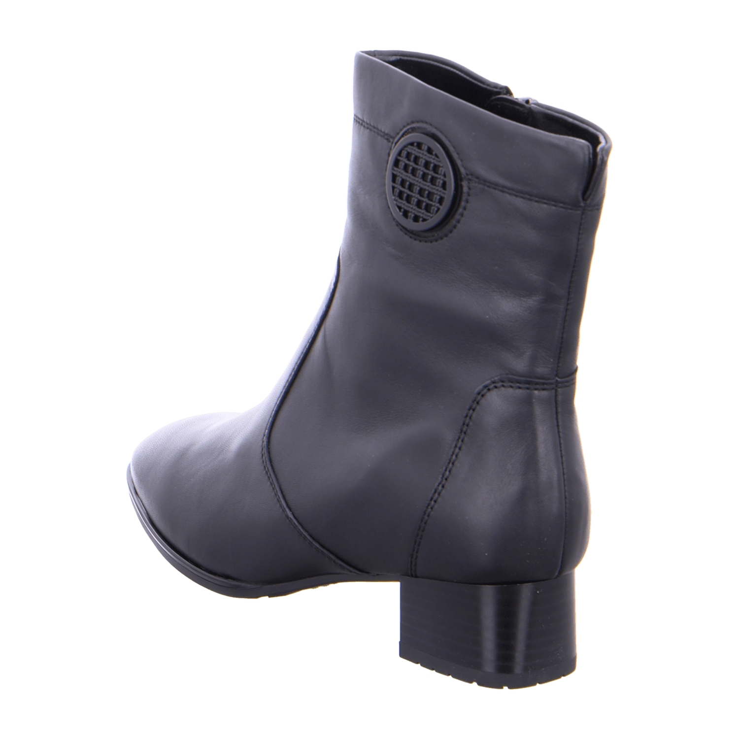 ARA Women's Leather Ankle Boots, Black, Classic Square Toe with Zipper