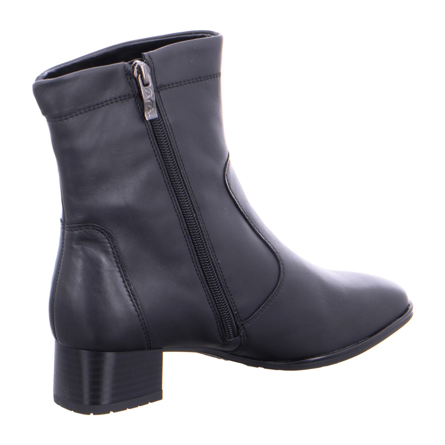 ARA Women's Leather Ankle Boots, Black, Classic Square Toe with Zipper