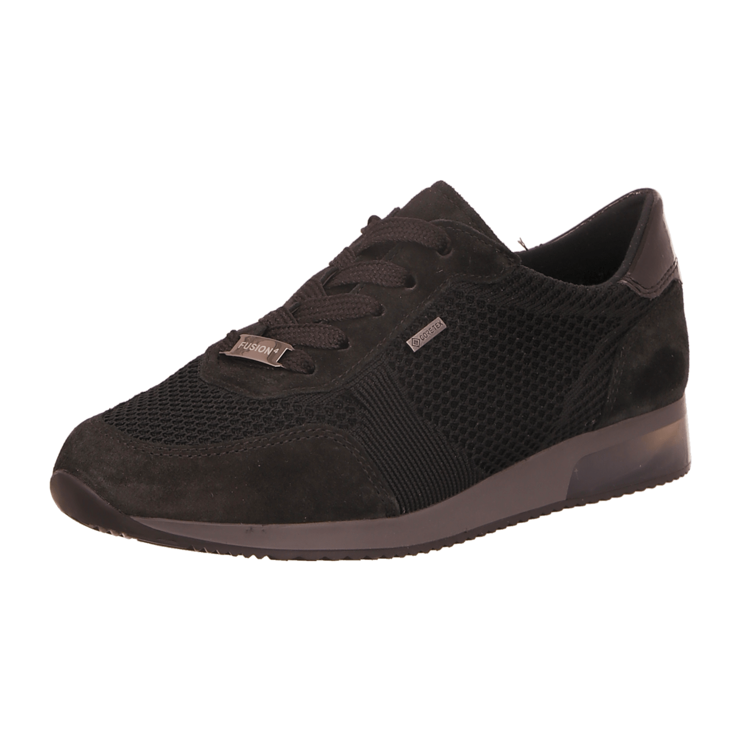 ARA Women's Sneakers Black Textile Lace-Up Cold Weather Insulated Open Toe