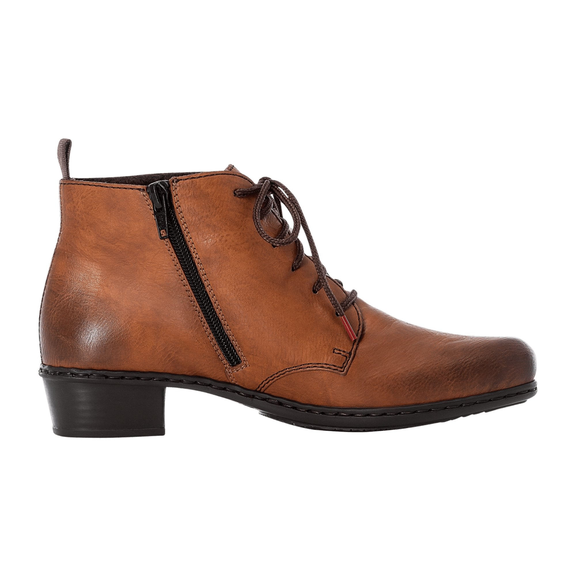 Rieker Women's Brown Ankle Boots with Warm Lining and Zip Lace Closure