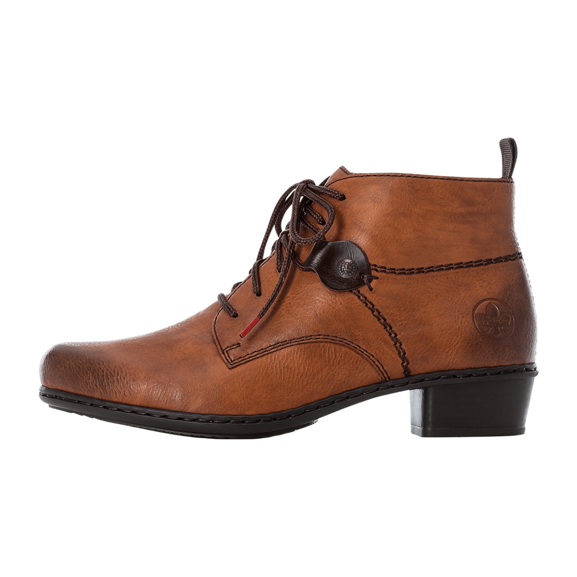 Rieker Women's Brown Ankle Boots with Warm Lining and Zip Lace Closure