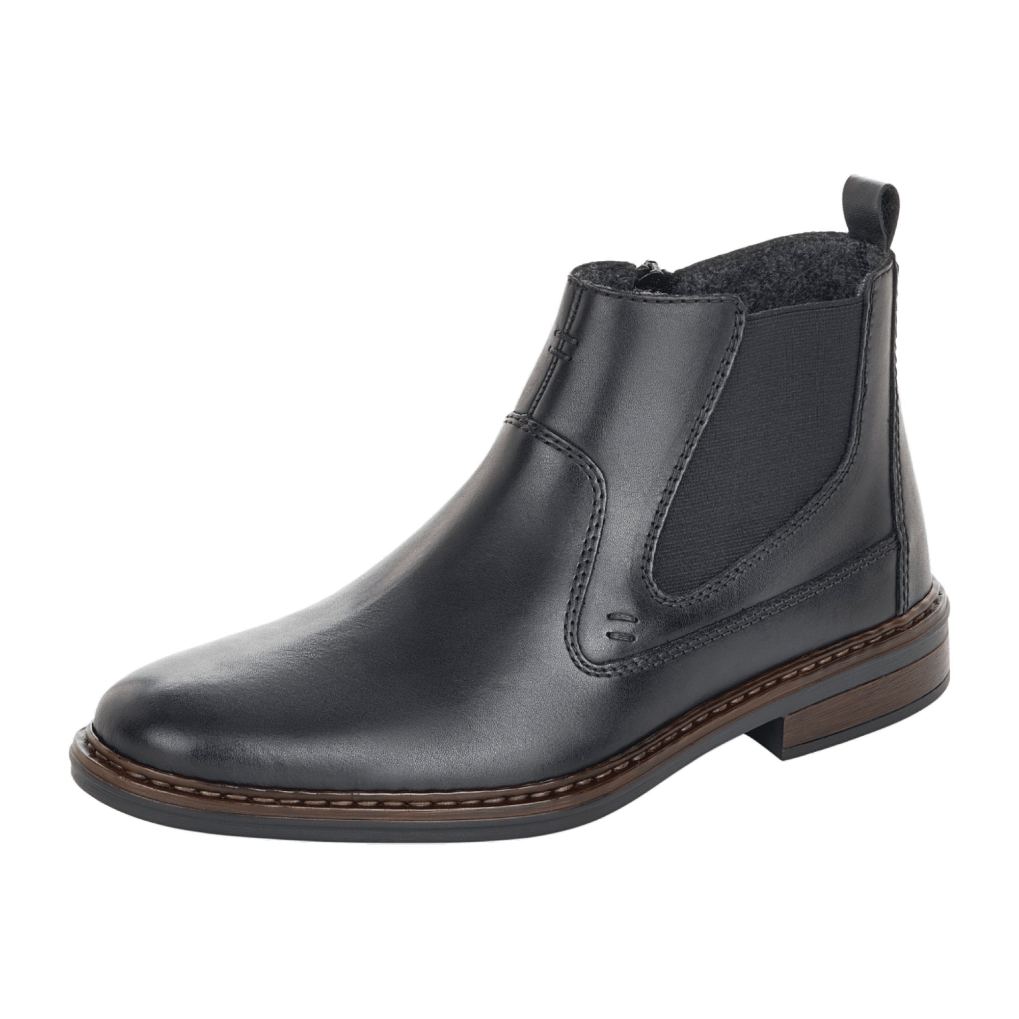 Rieker Men's Black Chelsea Boots with Zipper and Elastic Side Panel