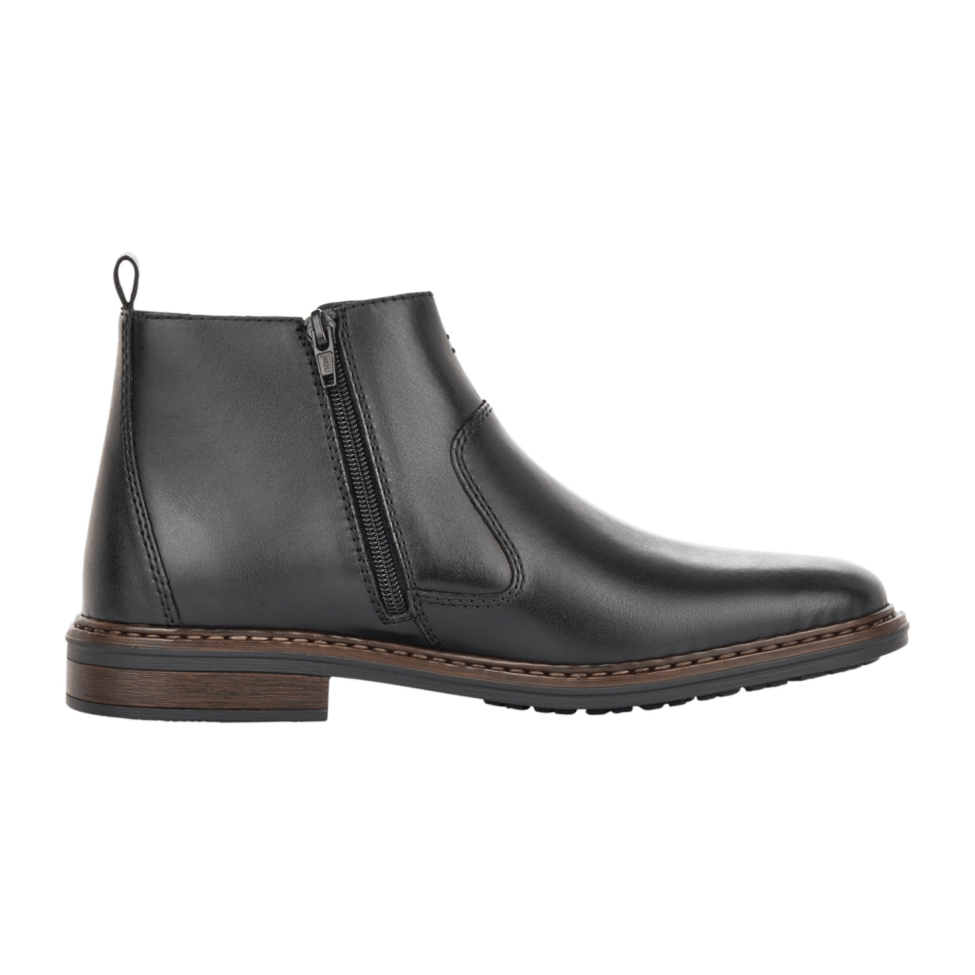 Rieker Men's Black Chelsea Boots with Zipper and Elastic Side Panel